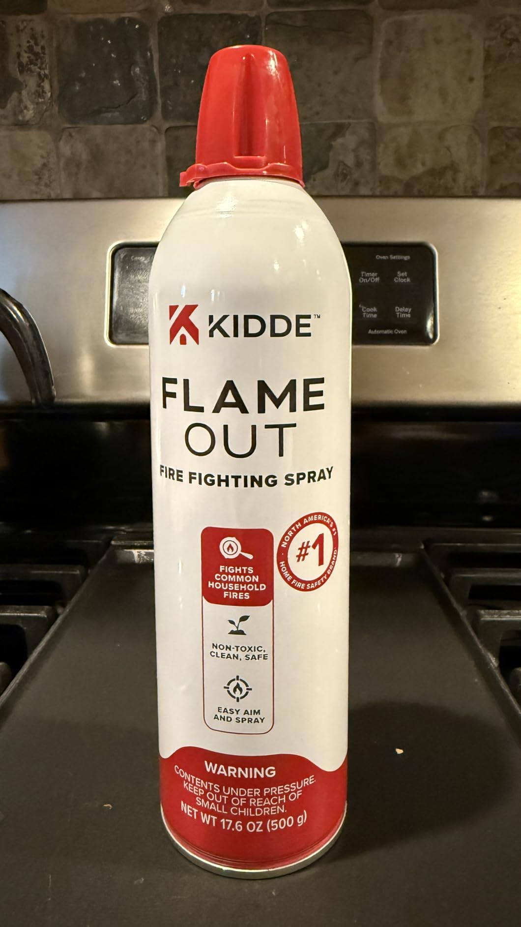 Kidde Flame Out Fire Spray, Extinguishing Aerosol for Home Use, Kitchens, Dorms, Apartments, Compact, Portable & Easy to Use, Non-Toxic, 17.6 oz 1 Pack customer photo 2