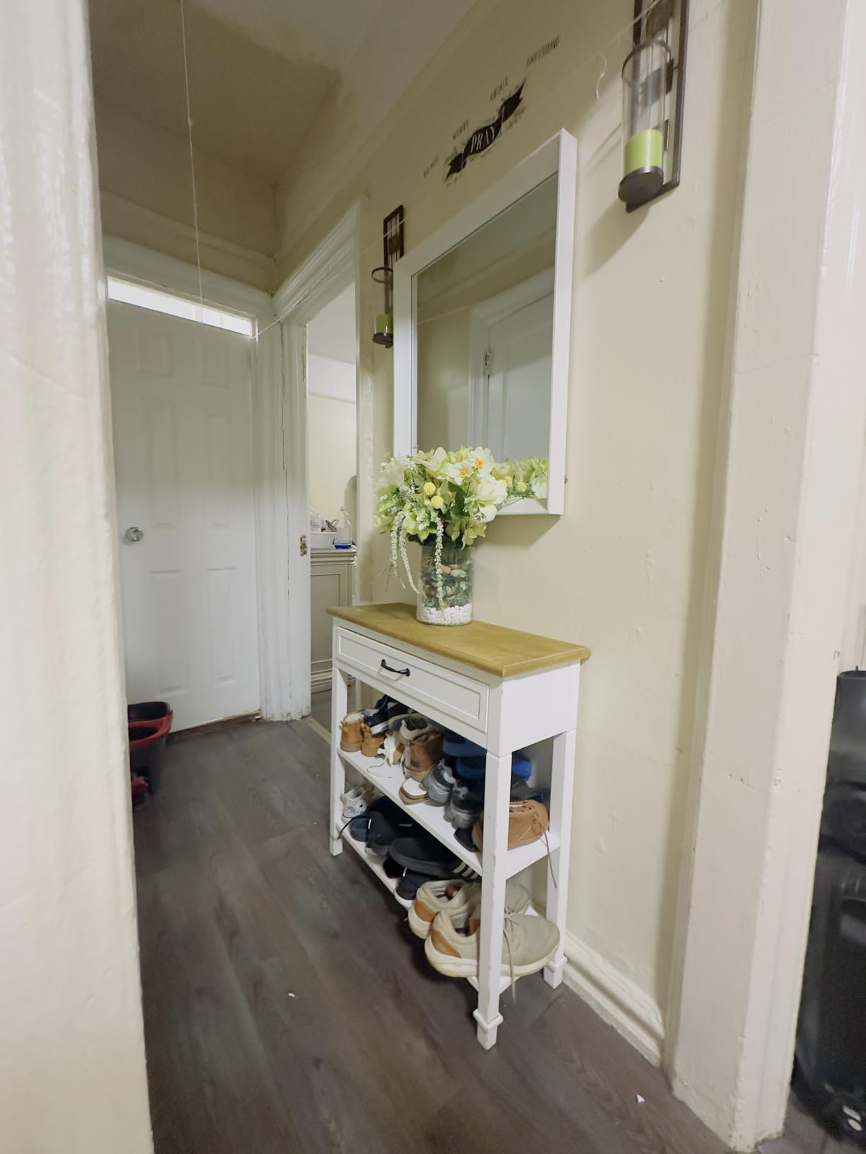 IRONCK Rattan Shoe Cabinet Storage with 4 Flip Drawers, Freestanding Shoe Storage Organizer Cabinet for Entryway, Narrow Shoe Rack Cabinet, Oak customer photo 1