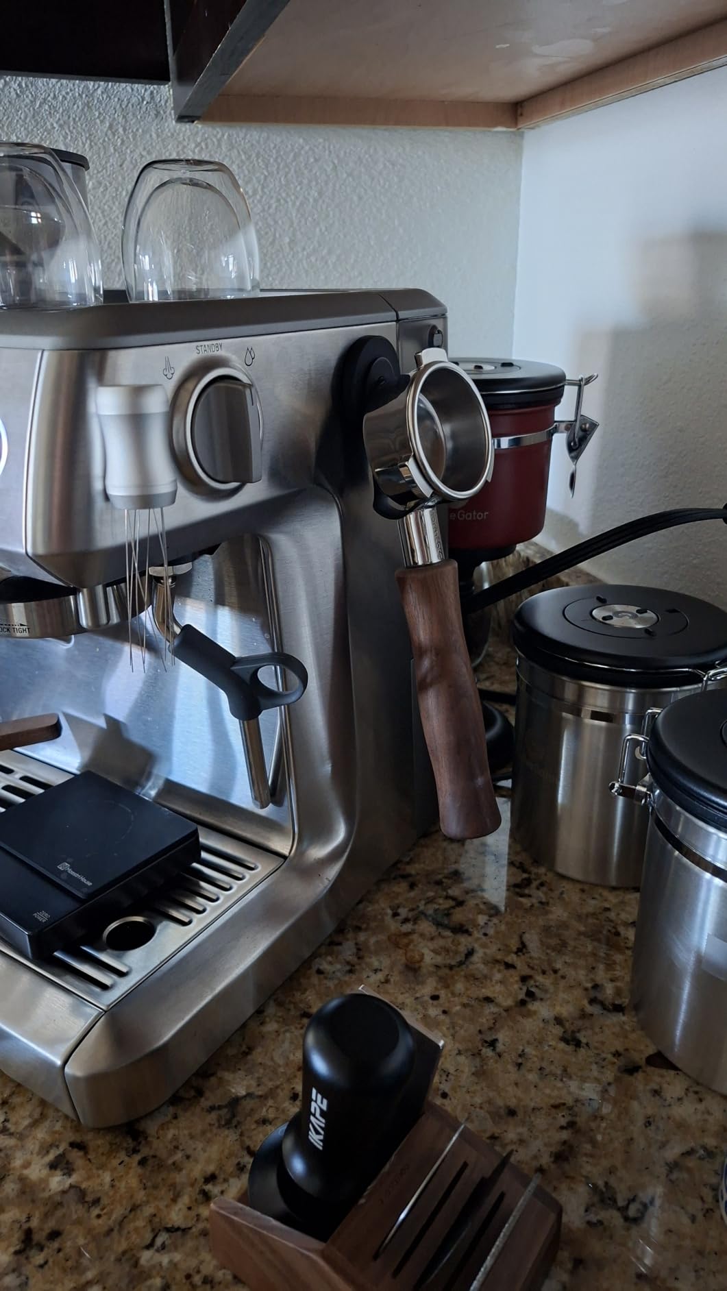 2-Pack Magnetic Portafilter&Tamper Holder,Espresso Accessories Organizer for Metal Wall Surface,Strong Magnet,Anti-Scratch,Space-Saving,Compatible with Ninja Luxe Cafe,Rancilio,Breville Coffee Machine customer photo 2