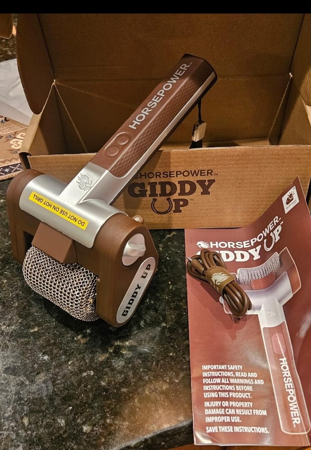 HorsePower Giddy Up Grill Cleaner - Cordless, Rechargeable BBQ Tool with 350 RPM Stainless Roller, LED Light - From BulbHead customer photo 2
