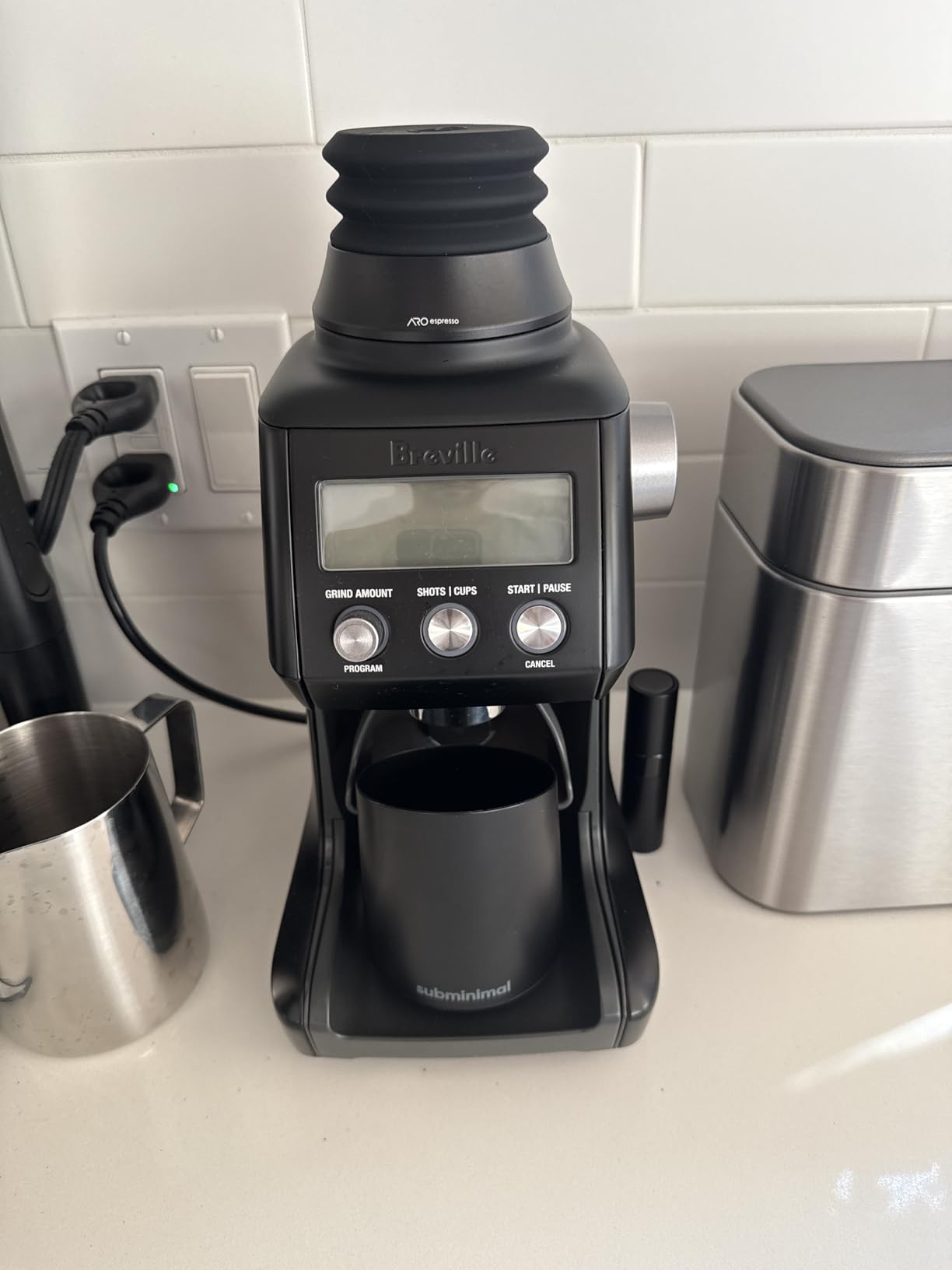 ARO Espresso Aluminum Single Dose Hopper with Silicone Bellows and Integrated Anti-Popcorn Baffle | Compatible with Breville/Sage Smart Grinder Pro customer photo 1