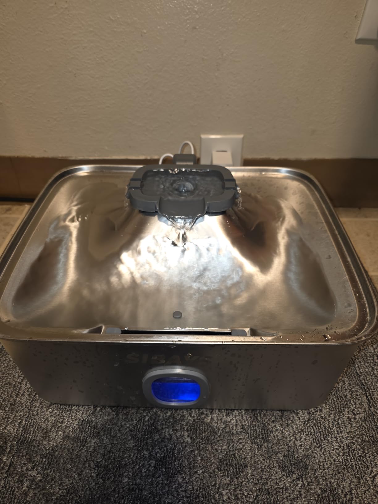 SIBAYS 4Gal/15L Large Dog Water Fountain, Stainless Steel Pet Fountain with Water Window & LED Light customer photo 2