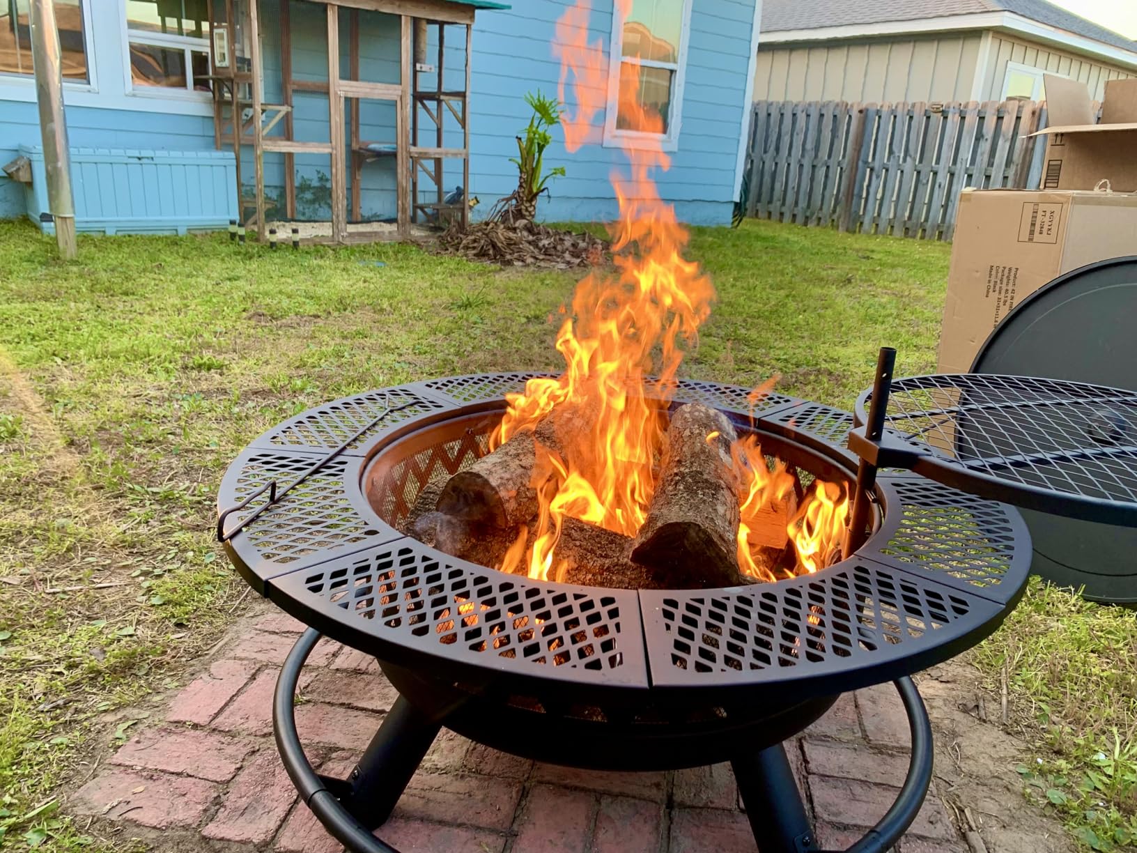 47 Inch Outdoor Wood Burning Fire Pit with 2 Grills, Extra Large 3-in-1 Fire Pit with Metal Lid & Fire Poker customer photo 1