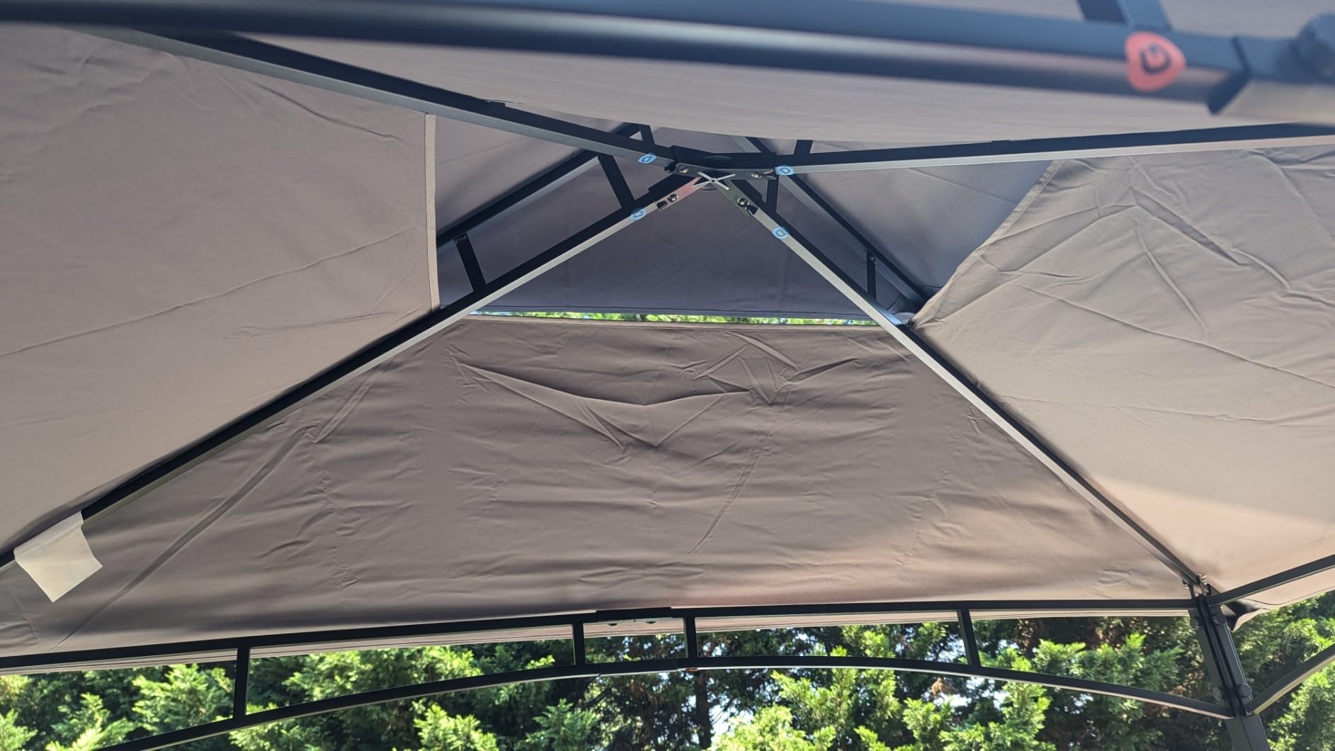 Tangkula 11x5 FT Grill Gazebo with Side Awning, 2-Tier Barbecue Gazebo with 2 Shelves, 12 Hanging Hooks, Bottle Opener (Beige) customer photo 1