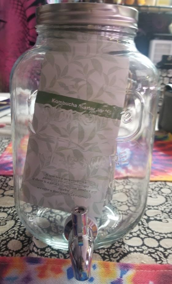 1 Gallon Kombucha Starter Kit, Glass Kombucha Jar with Spigot and Stainless Steel Mesh Filter Fermentation Kit for Home Brewed Kombucha Bottles, Includes Test Strips, Measuring Cups, Cloth Top customer photo 2