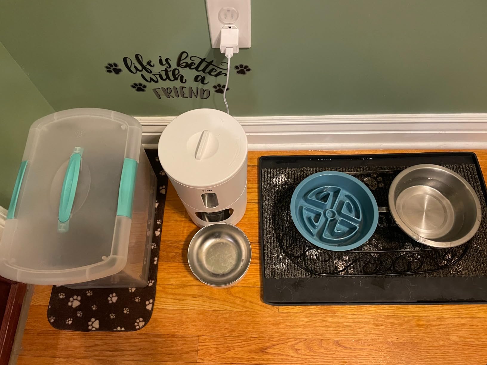 Automatic Dog Feeder Large Breed with Camera - 12L/50 Cups 5G WiFi App Control Dog Food Dispenser, Easy Setup, HD 1080P Video with Night Vision by Yakry customer photo 1