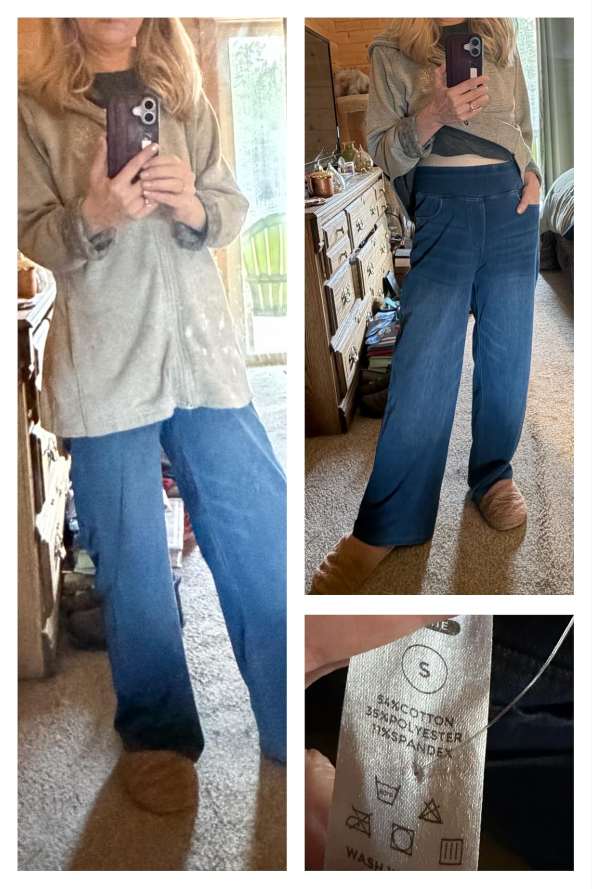 Heathyoga Wide Leg Jeans Woman High Waist Pull On Baggy Jeans for Women Stretchy Jean Pants Straight Leg Denim Pants customer photo 1