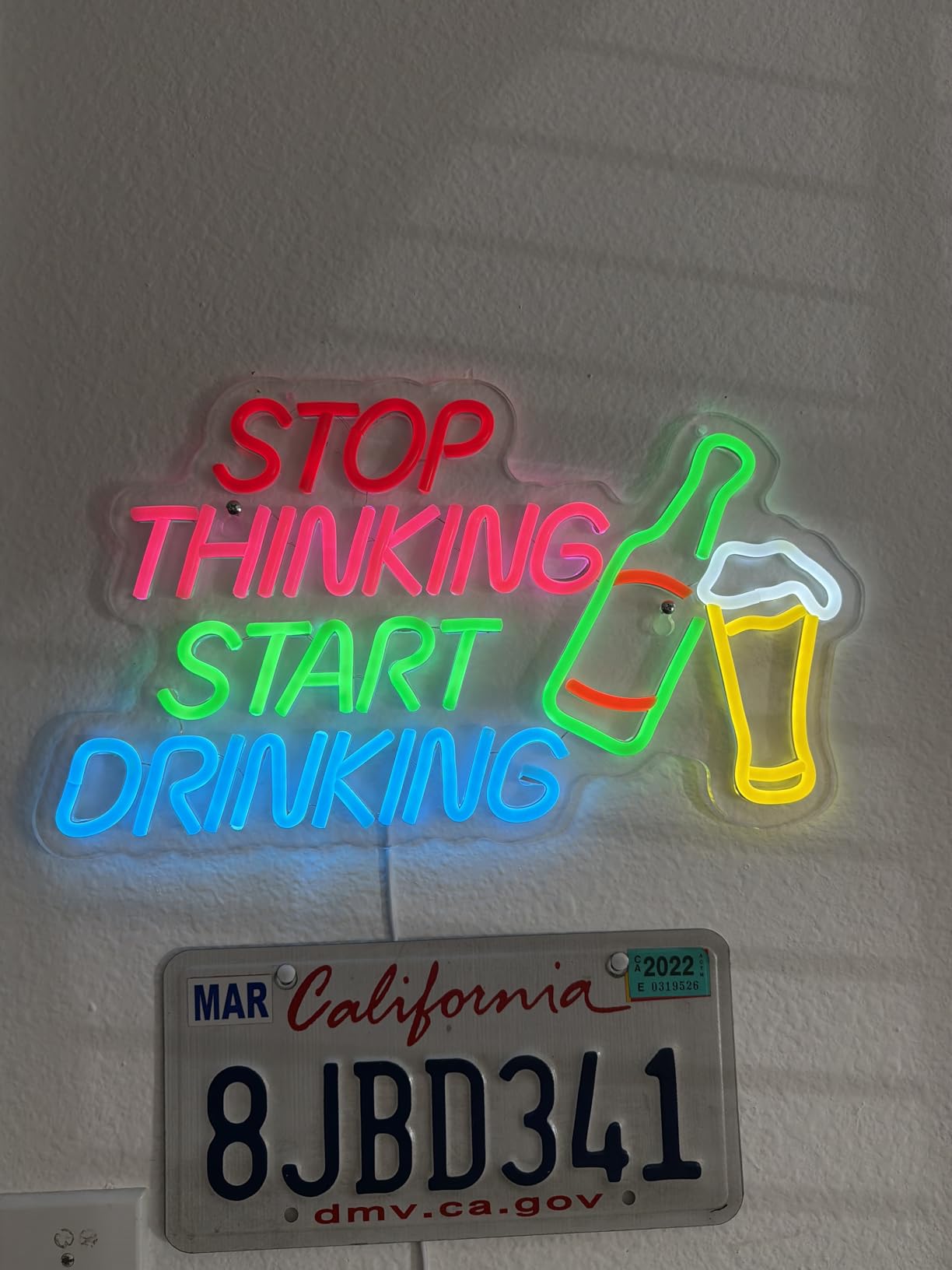 Stop Thinking Start Drinking Bar Neon Sign for Bar Sign Wall Decor with Dimmable Switch customer photo 1
