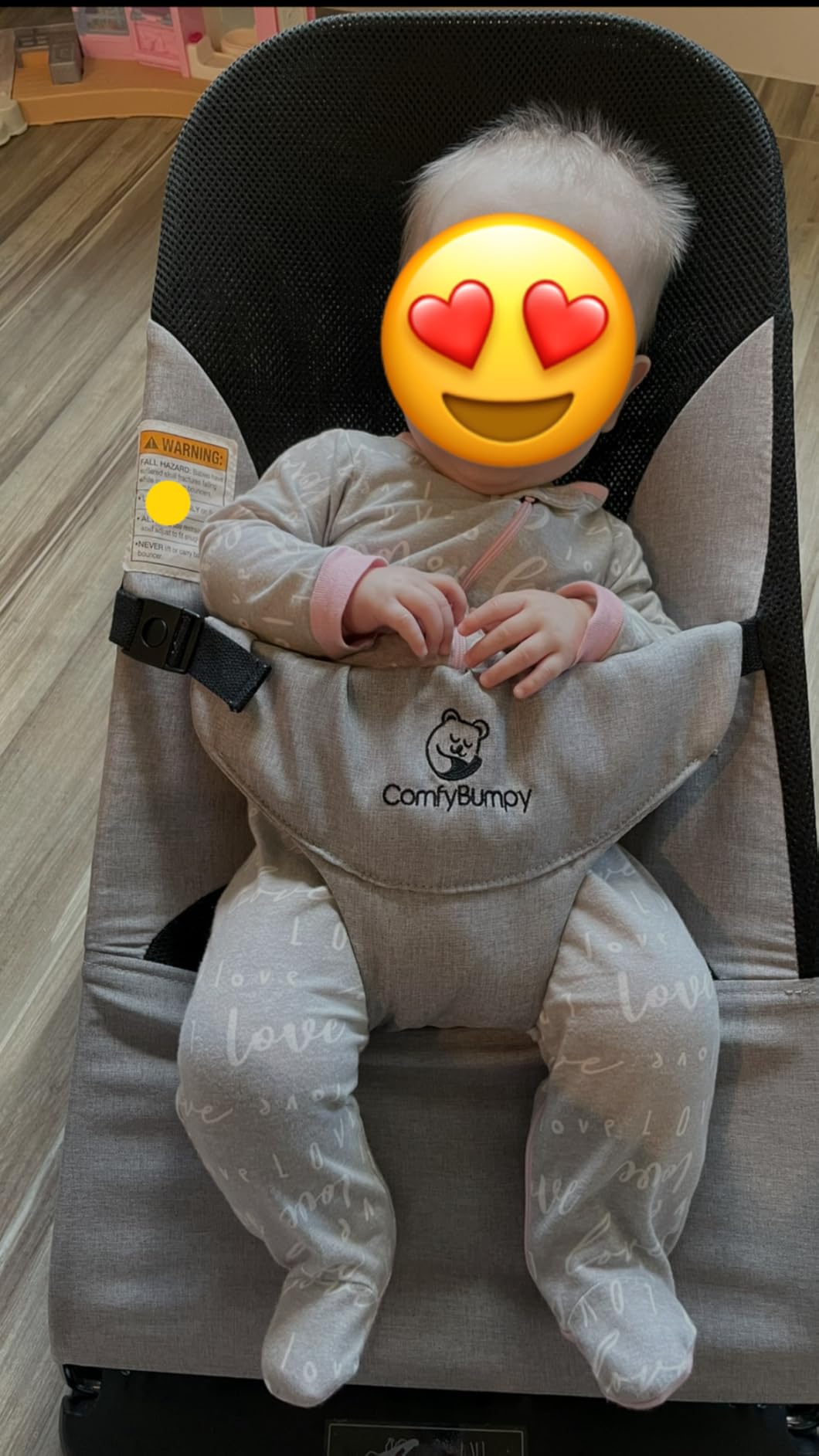 ComfyBumpy Ergonomic Baby Bouncer Seat - Safe, Portable Bouncing Chair with Adjustable Height Positions - Infant Bouncy Seat Perfect for Newborn Babies (Oatmeal) customer photo 1