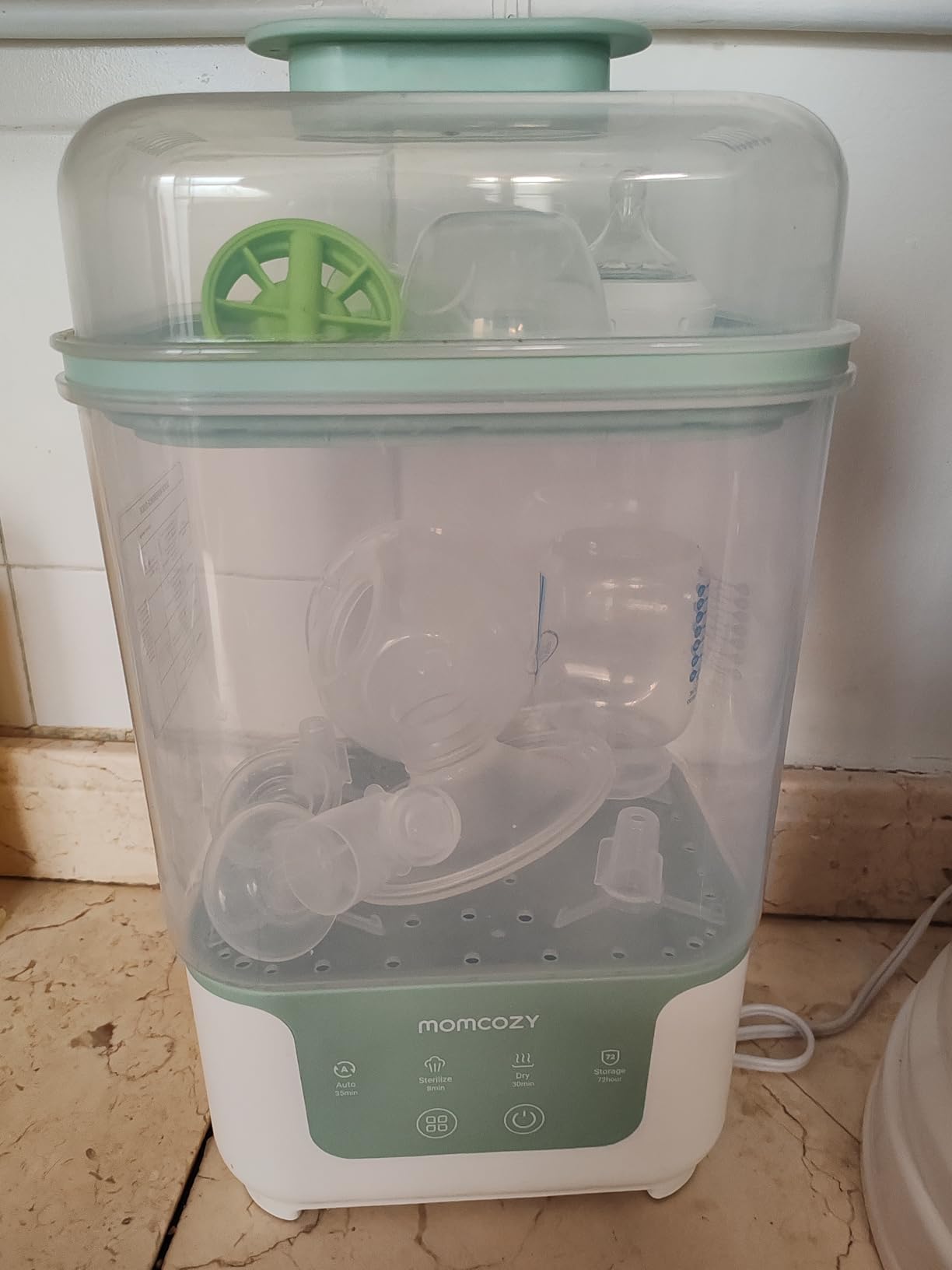 Momcozy Bottle Sterilizer and Dryer, Modular Nesting Space Saving Design, 6 Bottles Capacity, 4 in 1 Compact Sterilizer for Baby Bottles, Breast Pump Parts & Newborn Essentials, Drying Rack Included customer photo 2