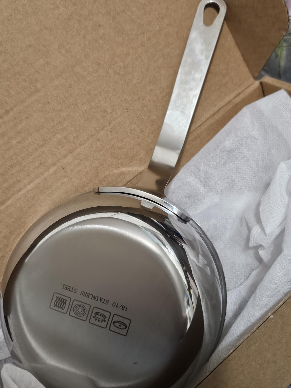 18/10 Stainless Steel Butter Warmer, 13.5 fl oz (400 ml) Coffee/Milk Warmer, Mini Saucepan, Egg Pan, Chocolate Melter, Ideal for Seafood Butter Warmers Suitable for Induction and Gas Stoves customer photo 2