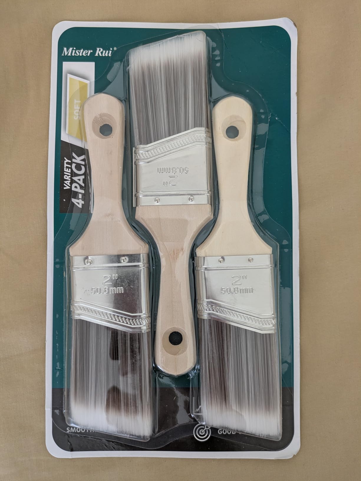 Mister Rui Paint Brush Set, 4 Pack Angle Brushes Professional Trim, Cabinet & Wall Paint Brushes for Oil, Latex, Synthetic Bristles, No Shedding customer photo 1