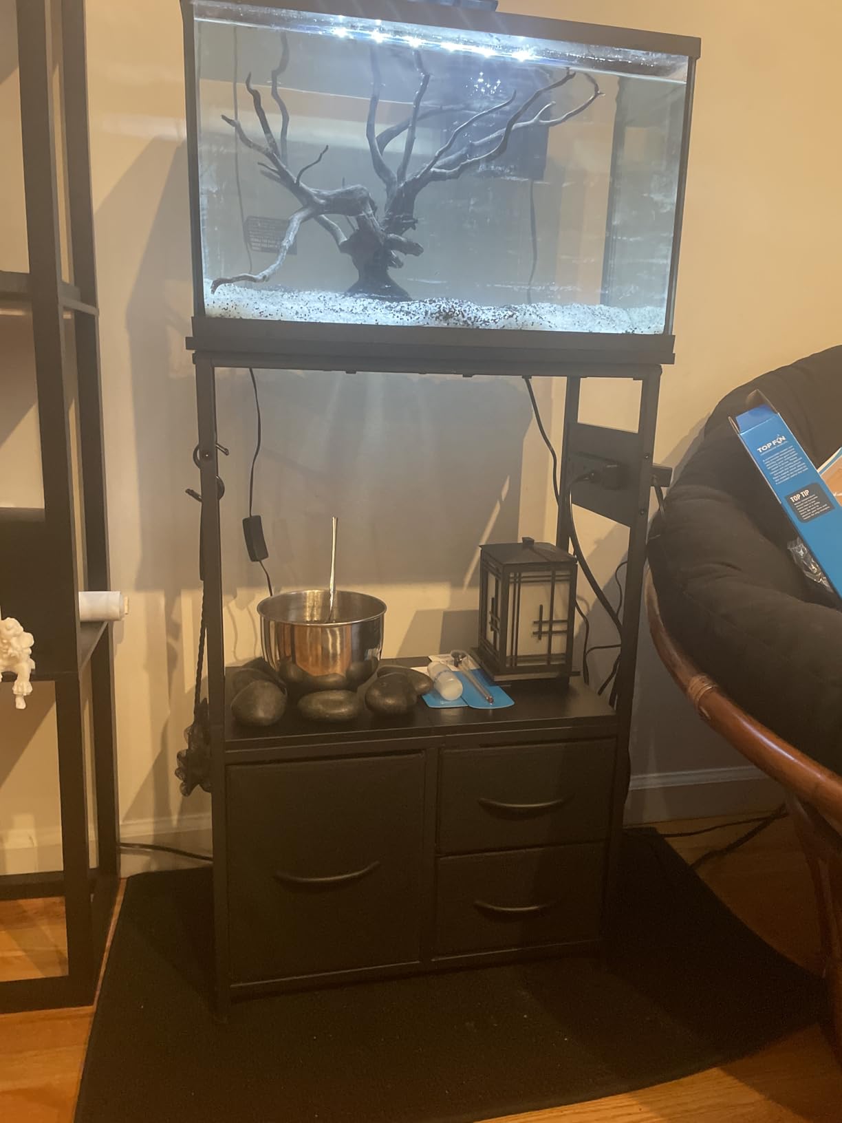 Heybly 20-29 Gallon Fish Tank Stand, Aquarium Stand with Drawer, Power Outlet, Heavy Duty Metal Frame, for Fish Tank, Turtle & Reptile Terrarium, 31.5