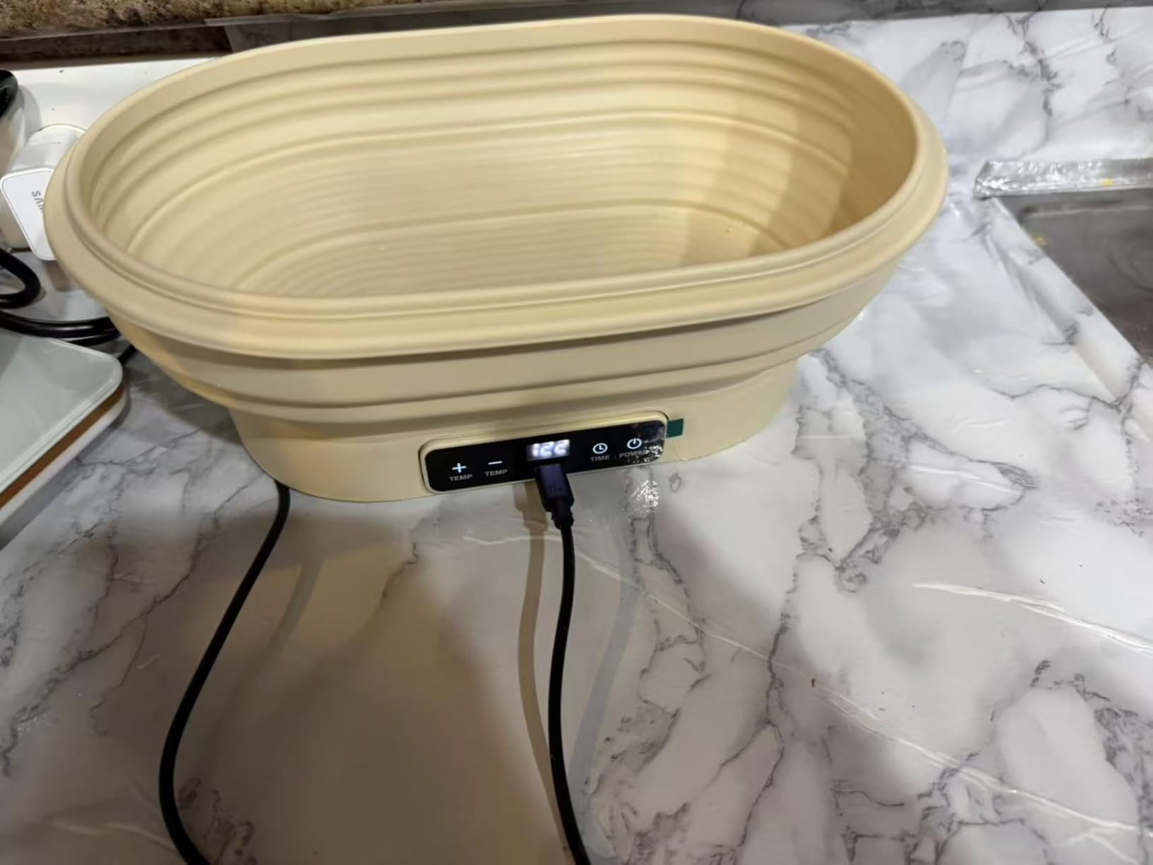 Heating Sourdough Bread Proofing Basket, 2L Electric Thermostatic Silicone Oval Banneton Proofing Bowl with 6 Timer & Temp Settings for Dough Rising customer photo 1