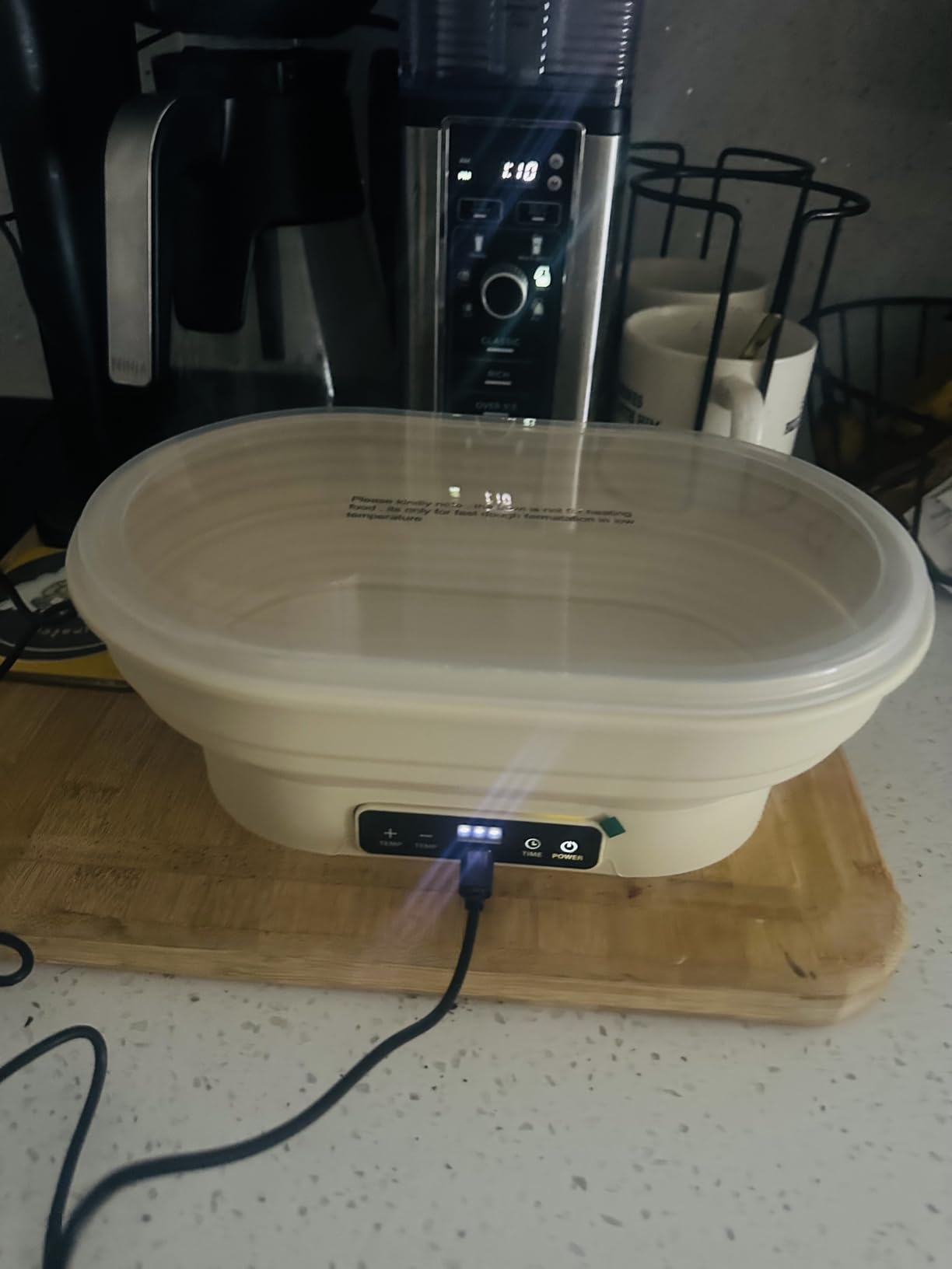 Heating Sourdough Bread Proofing Basket, 2L Electric Thermostatic Silicone Oval Banneton Proofing Bowl with 6 Timer & Temp Settings for Dough Rising customer photo 2