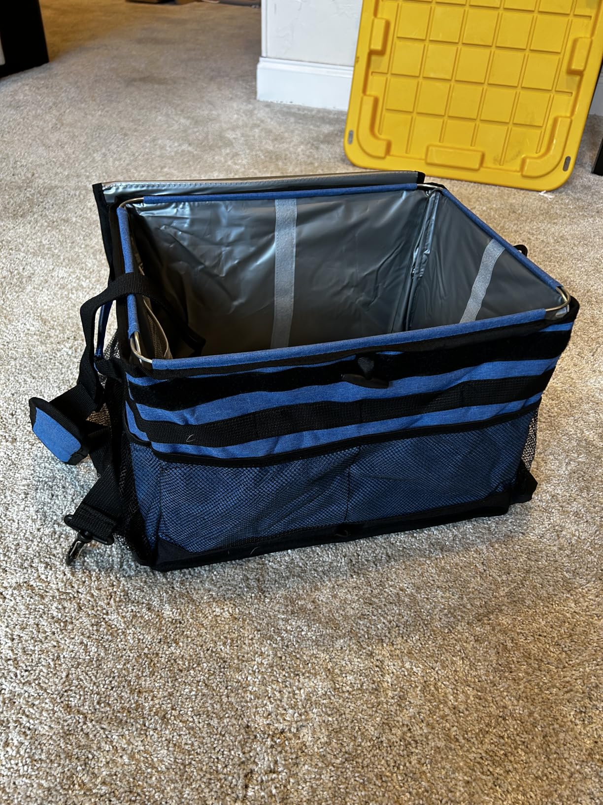 Grill Caddy, Blue Oxford BBQ Caddy with Paper Towel Holder & Lid, Collapsible Tailgating Accessories Basket, Portable Griddle Bag Organizer for Outdoor Grilling, Picnic, Camping, Fishing, RV customer photo 1