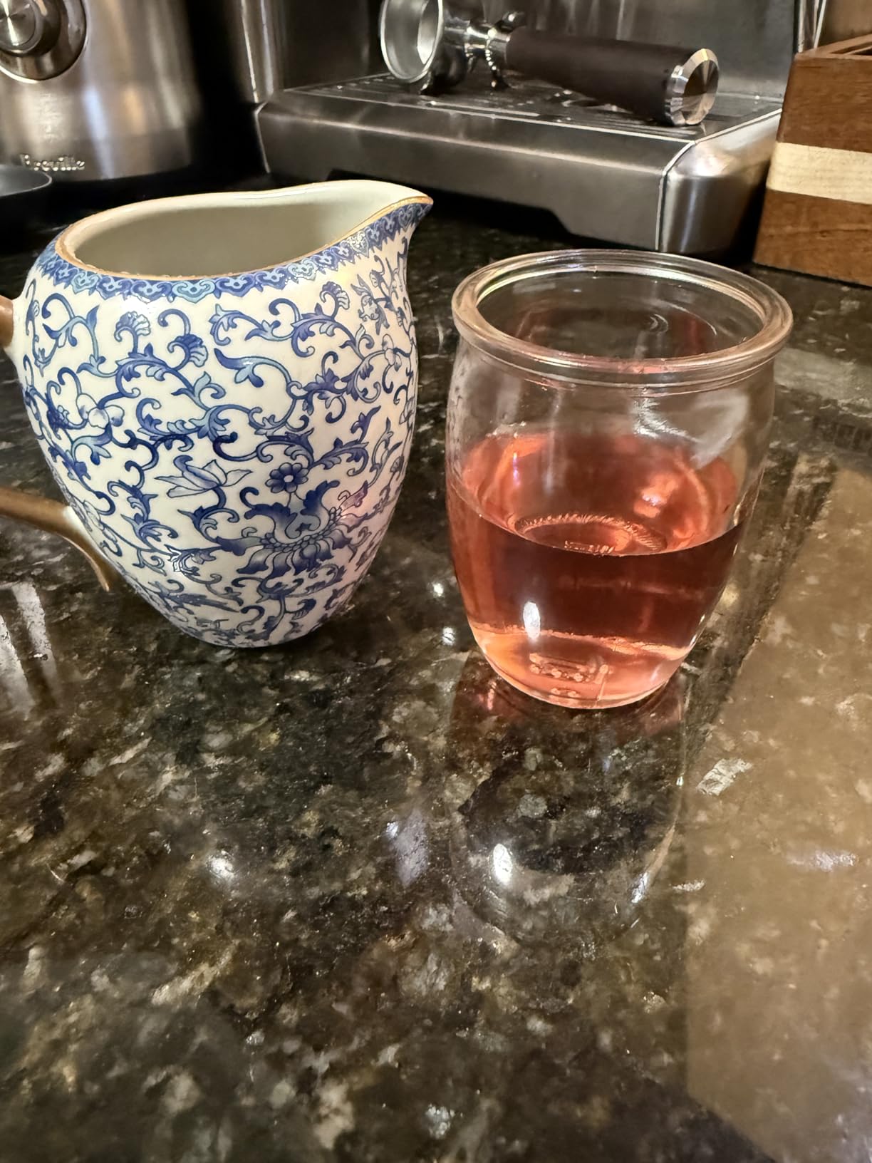 Floral Ceramic Tea Pitcher - Classic Blue and White Porcelain, Ru Kiln Chinese Kungfu Tea Sharing Cup, Cha Hai, Gong Dao Bei Fair Cup, 8.5 oz customer photo 2