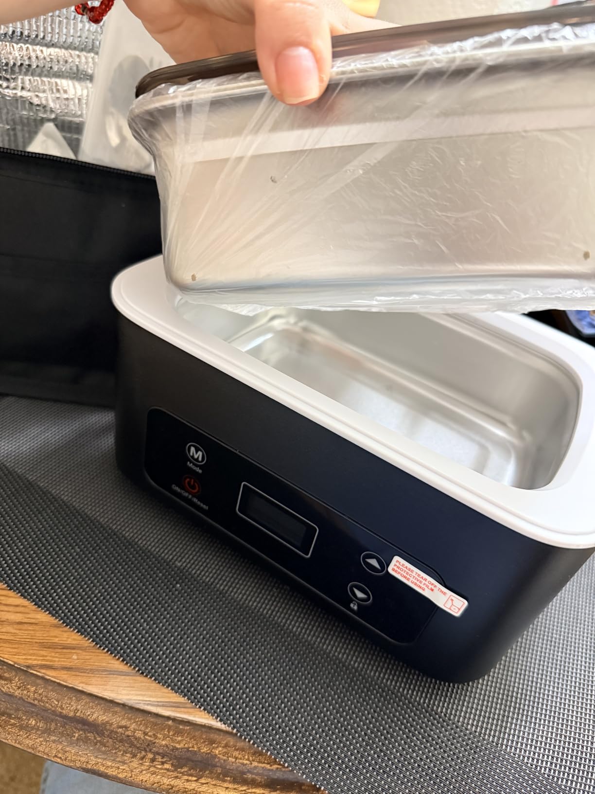 Heated Lunch Box, Electric Lunch Box, Pro 24000mah, Lunch Box Battery Powered, 5.5 Cups Portable Food Heater-3D-5 Side Heating-Intelligent Temperature Control, Suitable For Trucks, Offices (Black/White) customer photo 1