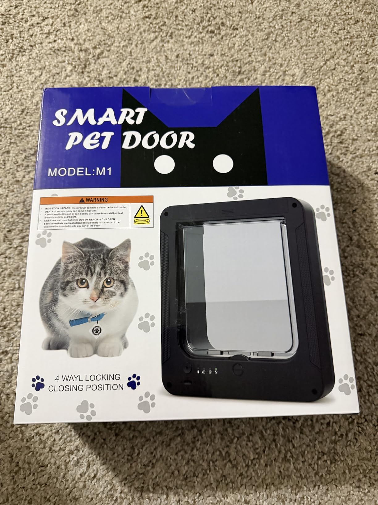 Smart Cat Door Black - RFID Activated, 3 Collar Sensors, Remote Control, 4-Way Locking customer photo 1