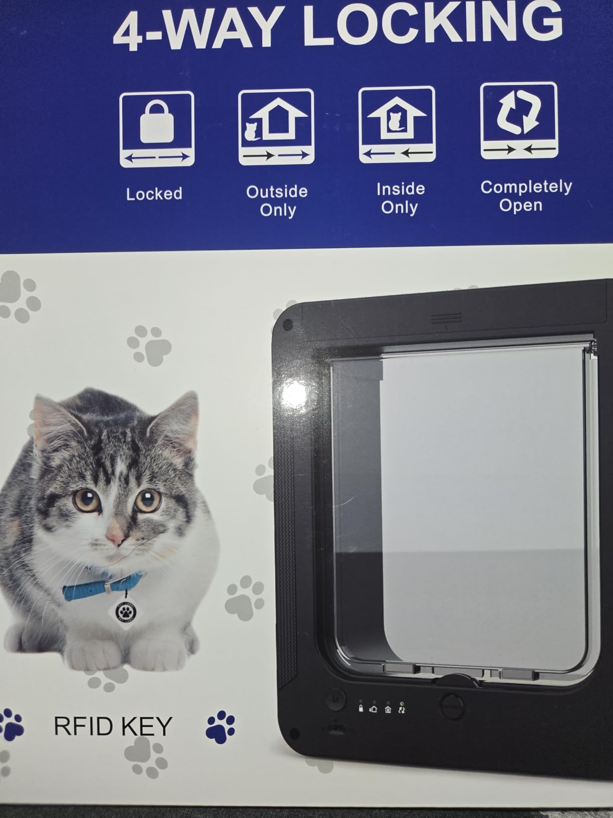 Smart Cat Door Black - RFID Activated, 3 Collar Sensors, Remote Control, 4-Way Locking customer photo 2