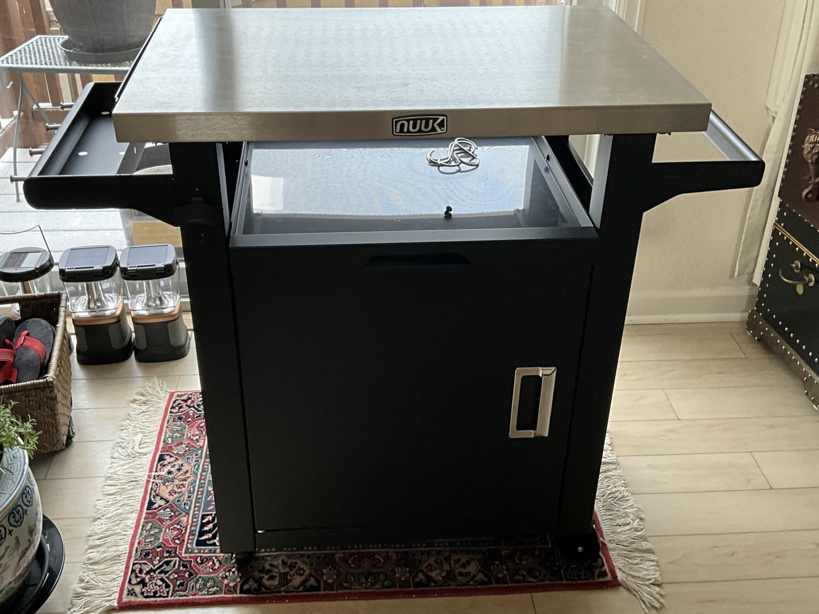 NUUK Outdoor Grill Cart on Wheel, Pizza Oven Table with Sink & Storage, 20