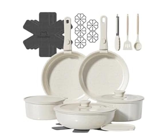 23 Pcs Pots and Pans Set Non Stick, Ceramic Cookware Set Non Toxic with Detachable Handles, Healthy Induction Cookware Oven Safe RV Kitchen Set, PFAS PFOA & PTFE Free, Black customer photo 2