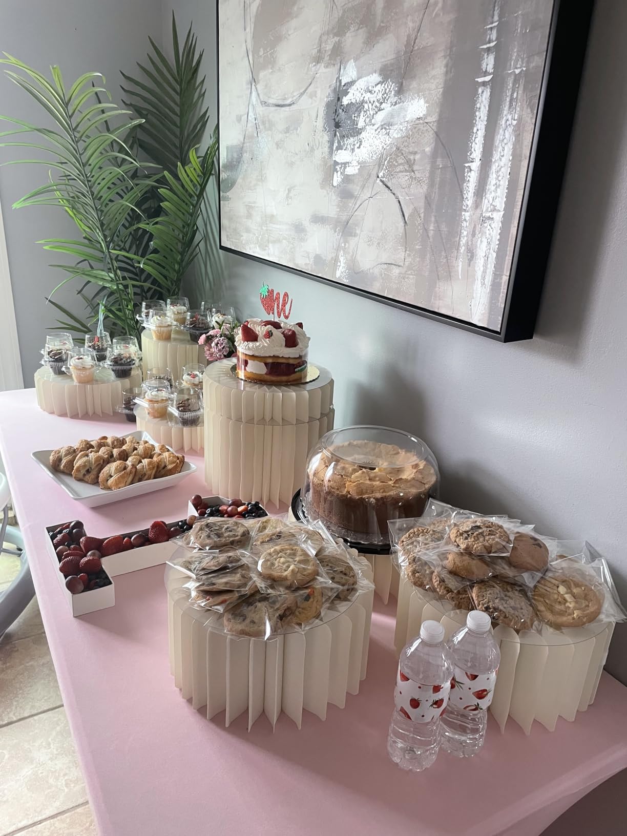 4 Pack Buffet Risers Foldable Food Display Risers Food Risers for Buffet Table Tall Cake Stands Cylinder Stands for Party Pedestal Cake Stand Dessert Table Display Set Cupcake Stands Cupcake Display customer photo 2