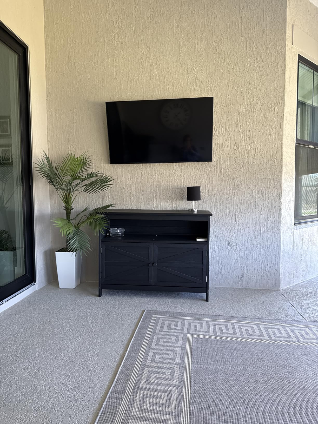 HIPS All-Weather Outdoor Storage Cabinet, Outdoor Sideboard with Magnetic Doors, 3-Shelves Patio Storage Cabinet, Used for Garden, Buffet Cabinet, TV Stand, Bar Table, Balcony customer photo 1