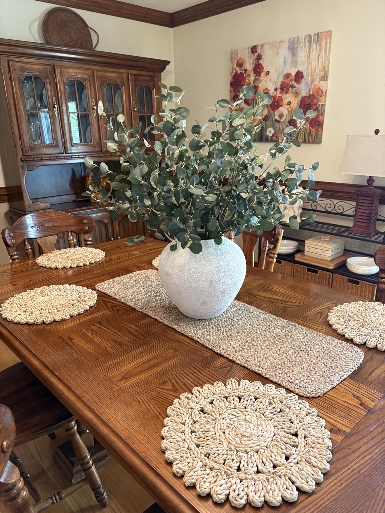White Rustic Large Round Vase for Table Centerpieces 11 inches, Arina Vase, Earthy Stone Look, Textured, Modern Homes Farmhouse Centerpiece Decor customer photo 2