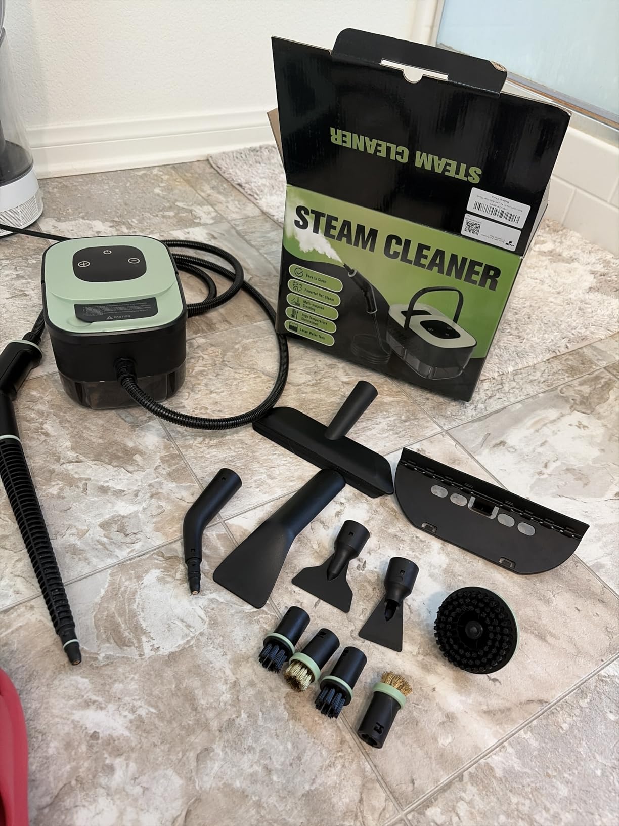 Steam Cleaner, Portable Steamer for Cleaning with 16pcs Accessories, 6-Level Adjustable and 15s Heat-Up, Handheld Steam Cleaner for Home, Tile, Dirt, Grout, Grease, Car Detailing customer photo 2