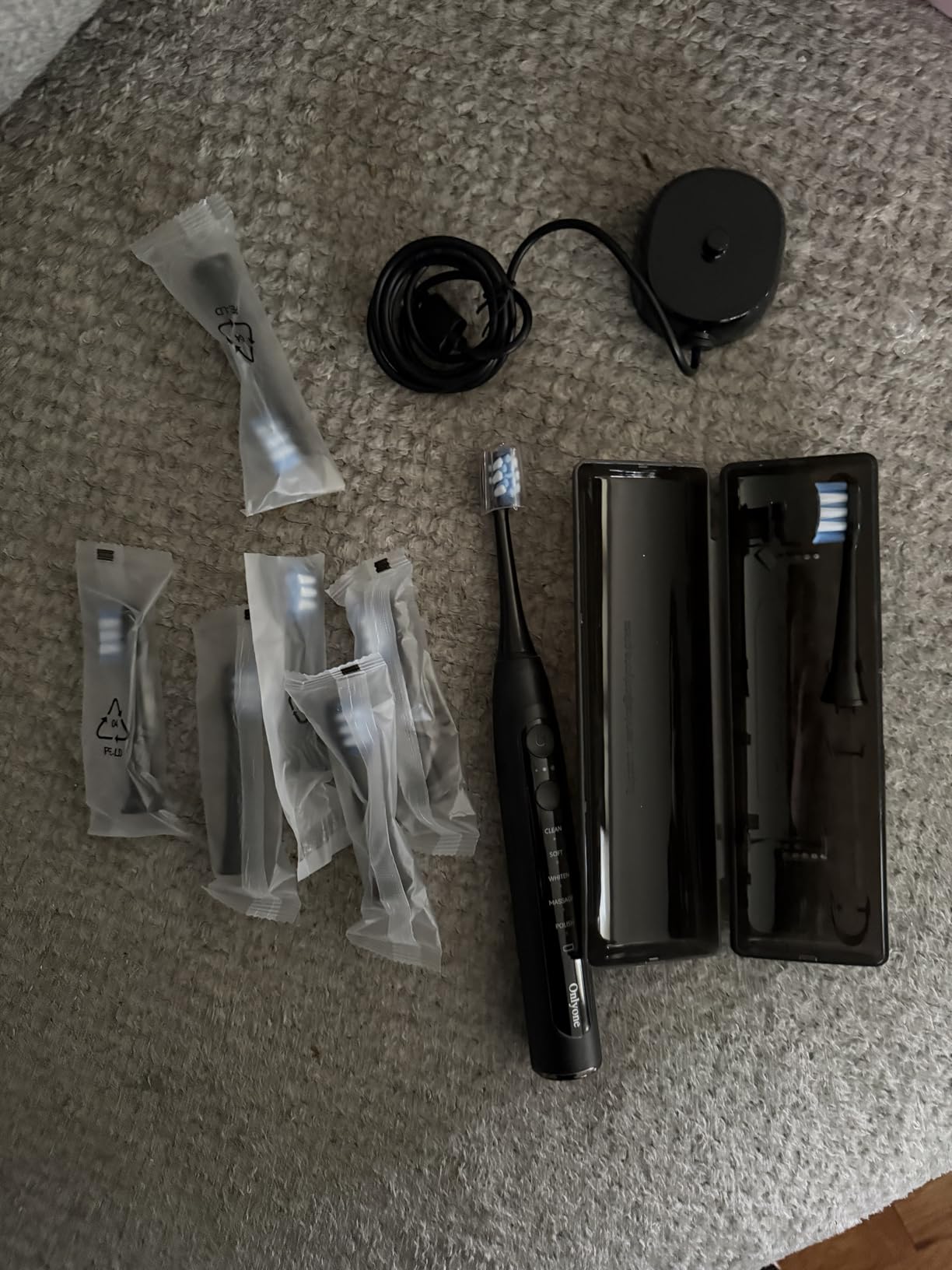 Onlyone Sonic Electric Toothbrush for Adults, Rechargeable Ultrasonic Electric Toothbrush with 8 Brush Heads, Travel Case, Charging Base & Wireless Charging - 5 Modes with Smart Timer customer photo 2