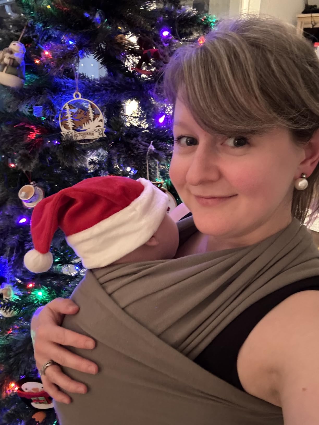 Boba Baby Wrap Carrier - Original Baby Sling Carrier for Newborns (7-35 lbs), Soft, Secure, Hands-Free & Ergonomic, Ideal for Comfortable Bonding, New Parents (Beige) customer photo 1