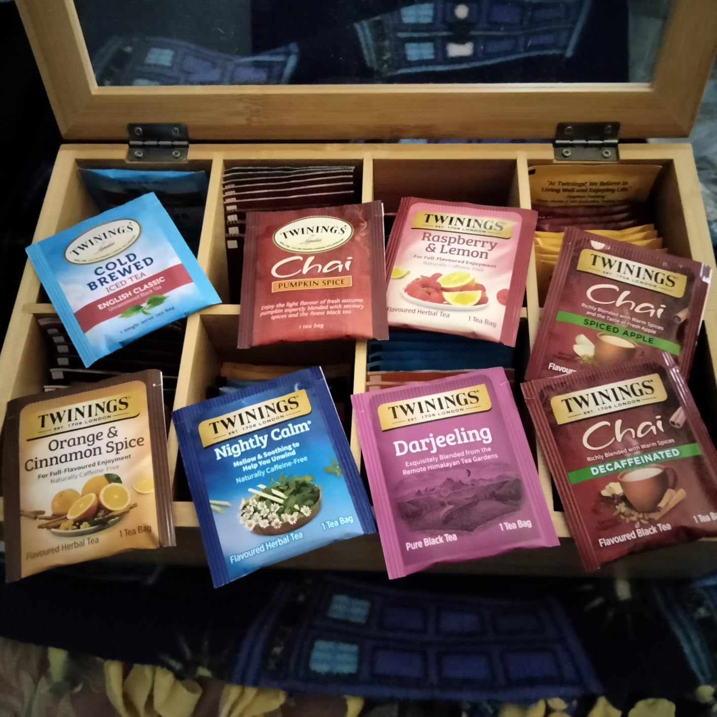 Twinings Tea Sampler Collection - 80 Tea Bags, 22 Flavours/Assorted Tea, Gift Set in Decorative MDF Box - Wooden Organizer Tea Chest Included customer photo 1