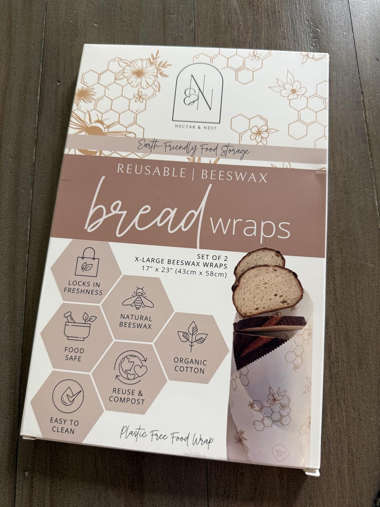 Nectar & Nest Beeswax Wraps for Food - Bread Wraps - Reusable Bread Storage Bags - Organic & Eco-Friendly Alternative to Aluminum Foil, Sourdough Bags & Plastic Wrap, Honeycomb Twill customer photo 2