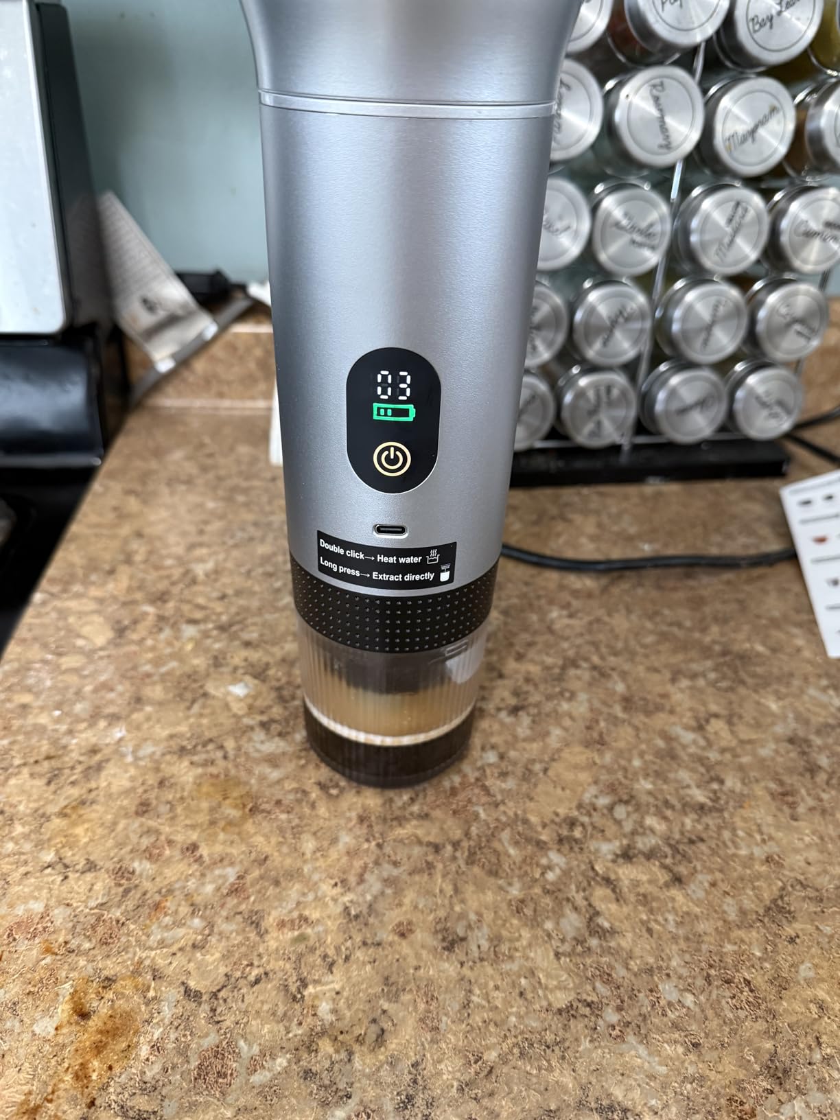 Portable 3-in-1 Espresso Coffee Maker, Self-Heating & Rechargeable with Smart Display - Works with Ground Coffee, Small & Large Capsules; Travel & Camping Mini Machine, 20-Bar Extraction, 80 ml Cup customer photo 1