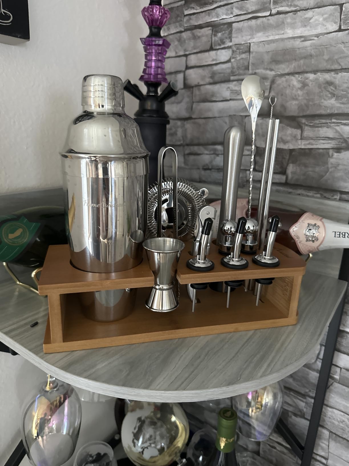 Cocktail Shaker Set,24-Piece Bartender Kit - Complete Bartending Kit Bar Set with Stand,Drink Shaker & Mixer - Perfect Bar Accessories for Home Bar Set,Housewarming Gifts for Men & Women,Silver customer photo 1