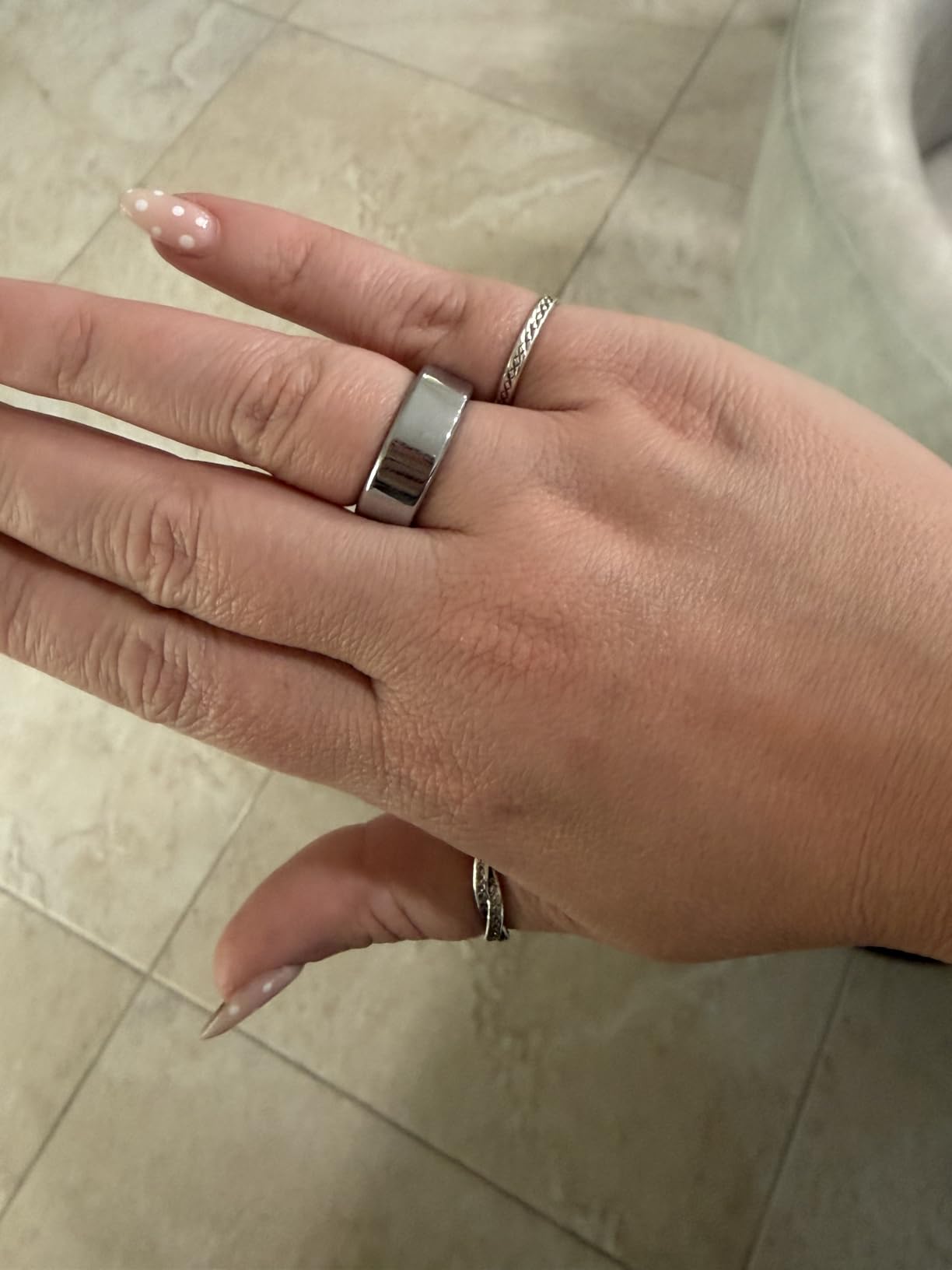 Smart Health Ring, Featuring Stress and Sleep Monitoring Functions, Compatible with iOS and Android, Waterproof Fitness Tracker for Women & Men, No Subscription Fee. (Silver, 9) customer photo 1