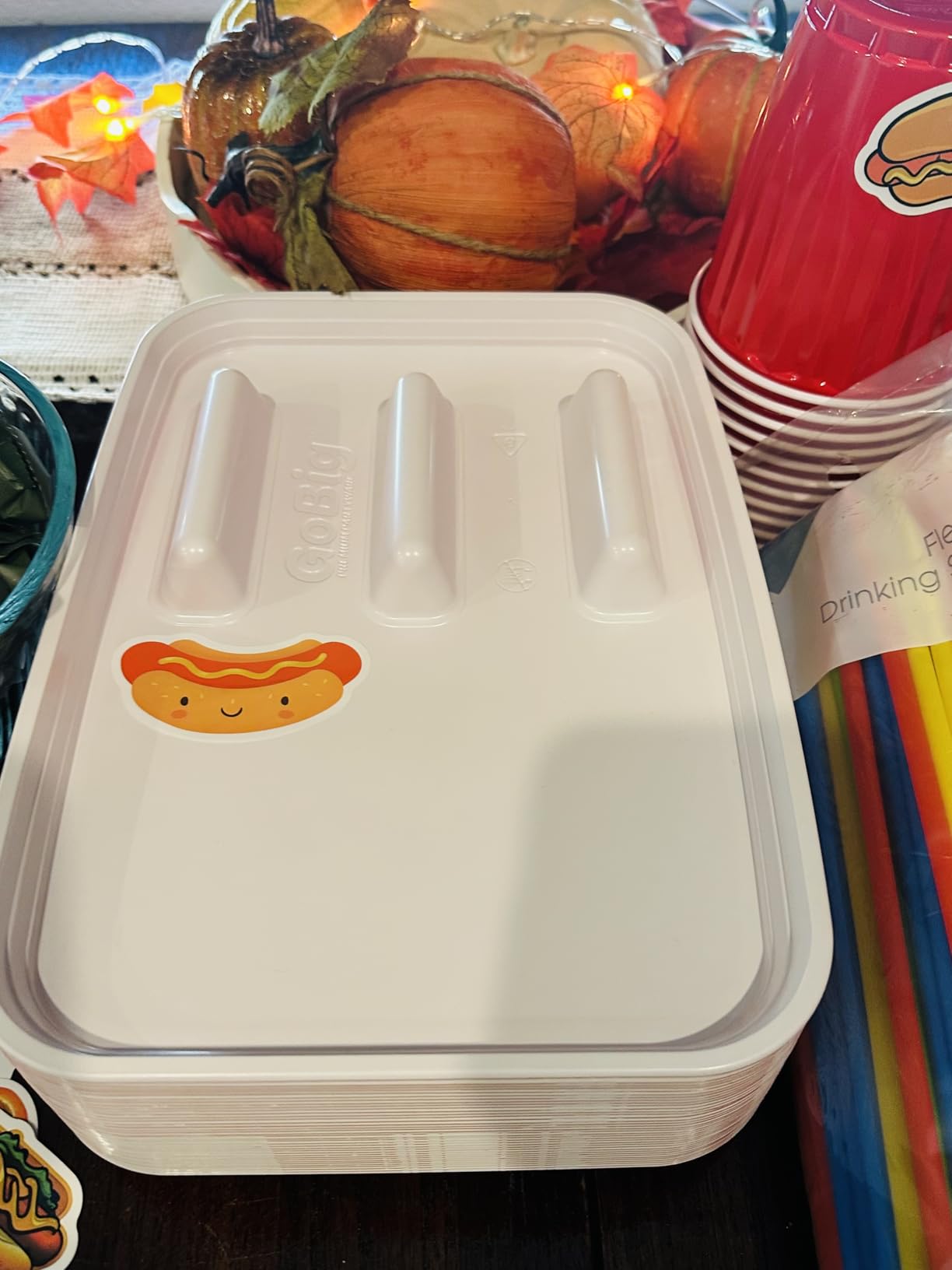 GoBig Hot Dog Food Trays with Dividers - 36 Pack Disposable Red Party Cup Hot Dog Plates for Parties, BBQs, & More customer photo 1