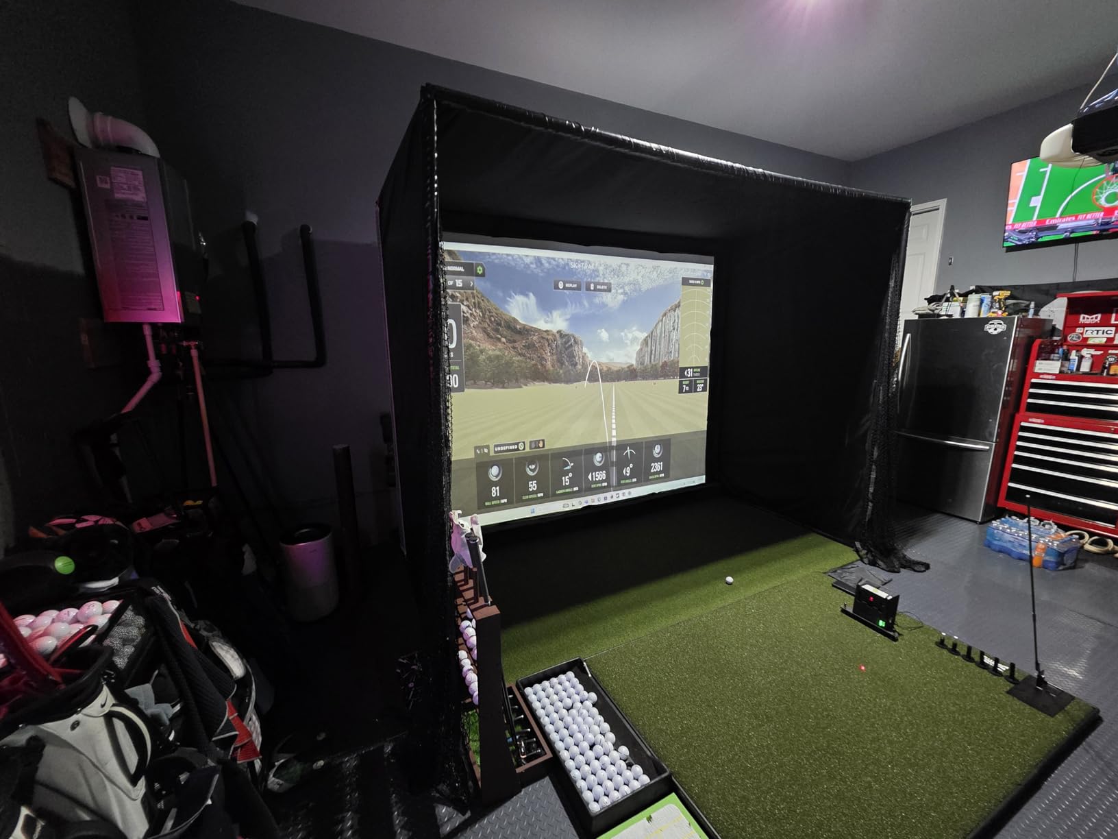 Golf Simulator Enclosure Kit with Premium HD Impact Screen, Full Safety Padding & Blackout Curtain, Home Golf Sim Setup Compatible with Launch Monitors, Indoor Cage Net Golfing Accessories customer photo 2