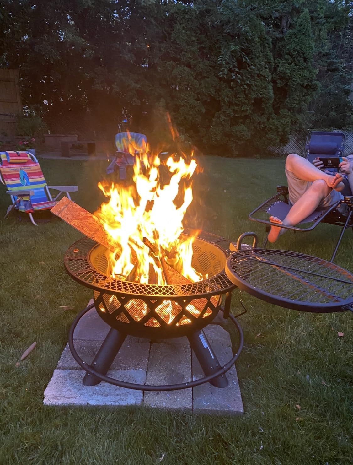 BALI OUTDOORS Fire Pit with Poker, 40 inch Outdoor Fire Pit Patio, Wood Burning Firepits for Outside with Grill customer photo 2