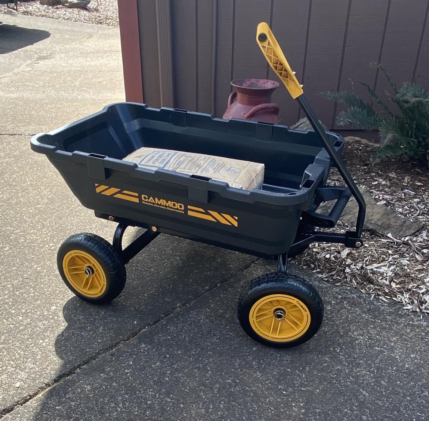CAMMOO 10in NO-FLAT TIRES 900lb Heavy-Duty Garden Dump Cart DIY Expandable Capacity Over 4 Cu.Ft. Utility Wagon with Quick-Release Dumping & Prime Grade 100% Virgin Polypropylene-Not Recycled Material customer photo 2