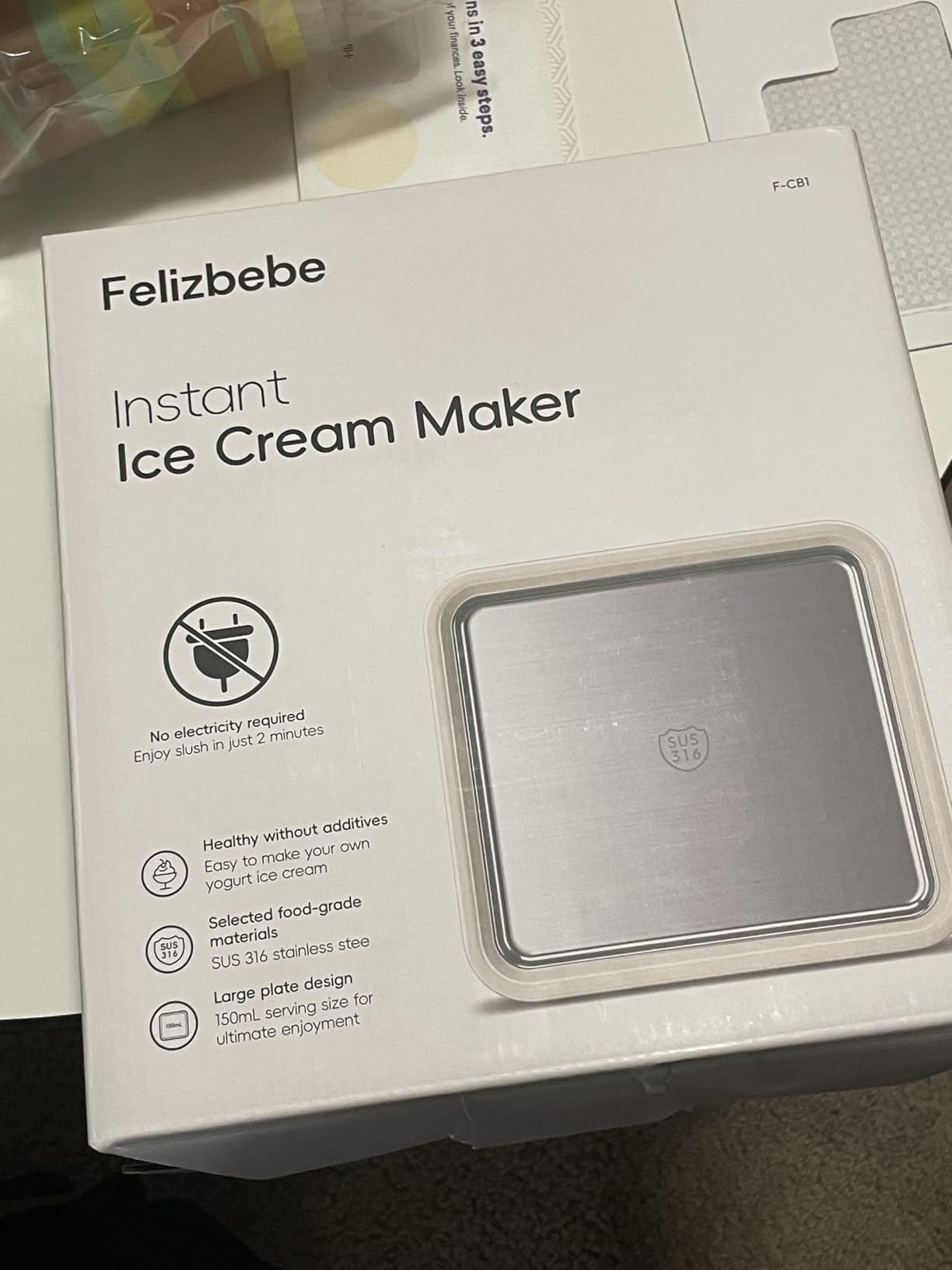 Rolled Ice Cream Maker, Felizbebe Instant Ice Cream Roller Maker with Lid & 2 Spatulas, Food-Grade SUS316 Stainless Steel, Rolled Ice Cream Tray for Frozen Yogurt, Homemade Ice Cream customer photo 2