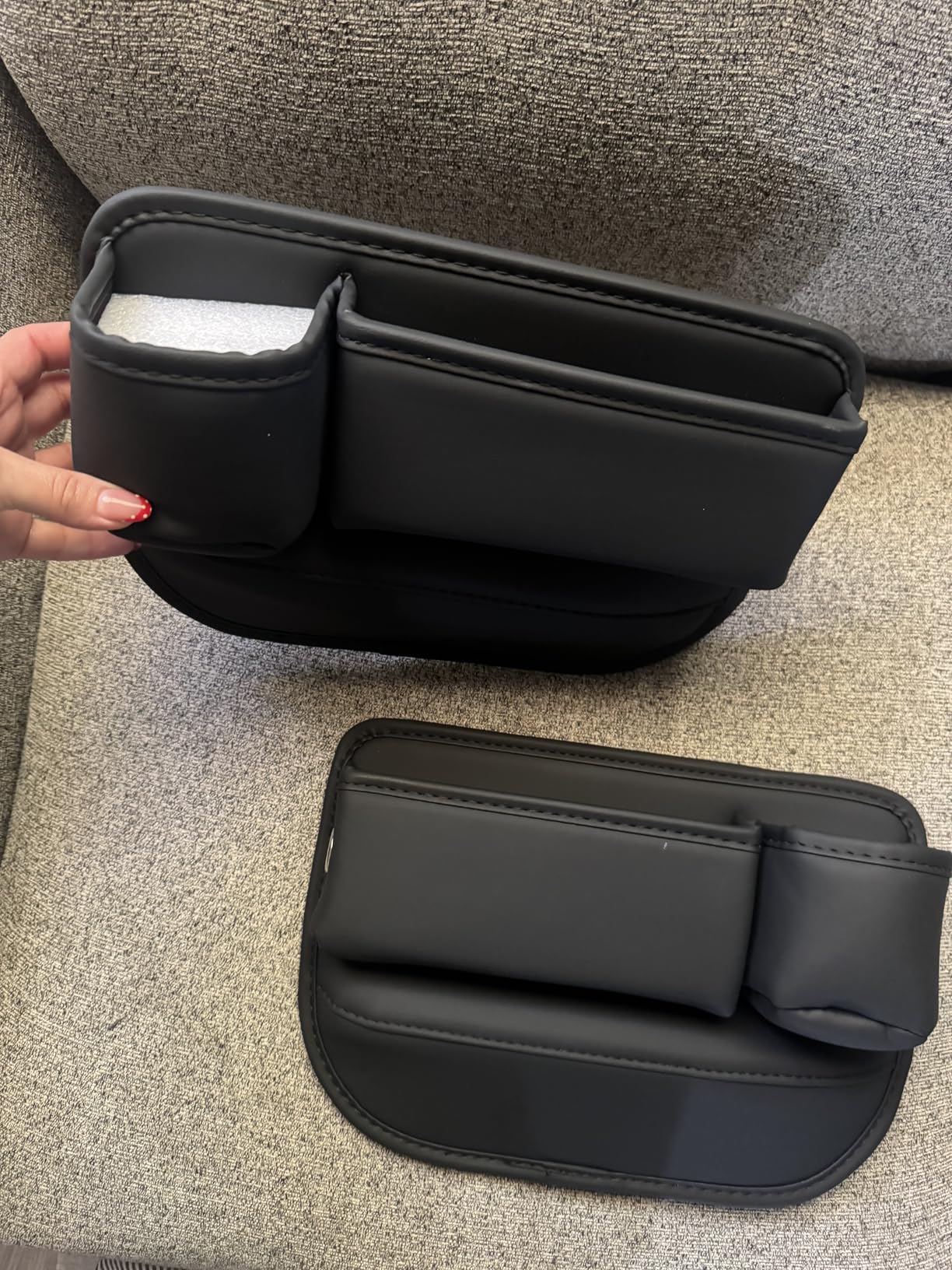 Anti-Drop Car Seat Gap Filler Organizer, Premium Leather Console Organizer, Easy Access to Phone/Keys, Universal Fit for Car SUV Truck Multi-Purpose Essentials Organizer(2PC) customer photo 2