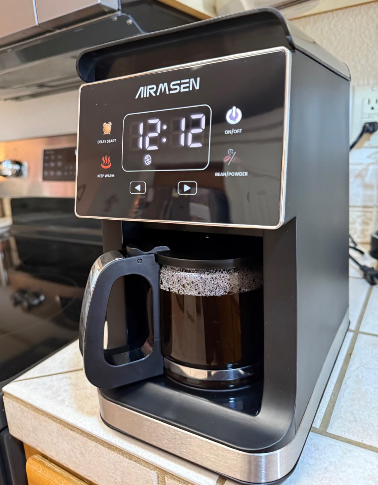 AIRMSEN Grind & Brew Coffee Maker with Built-in Grinder, Programmable Single Serve Coffee Maker - 5 Cup Capacity, 3 Grind Settings, Auto Keep Warm & Glass Carafe for Home and Office customer photo 1