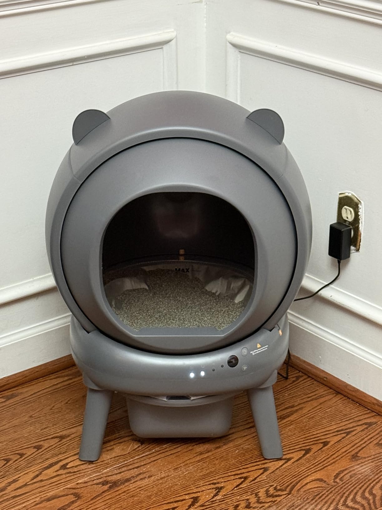 Automatic Litter Box, Self Cleaning Litter Box with App Control, Large Capacity for Multiple Cats, Noise & Odor Control, Dual Safety Sensors, Easy Maintenance with 2 Roll Garbage Bags, Gray customer photo 1