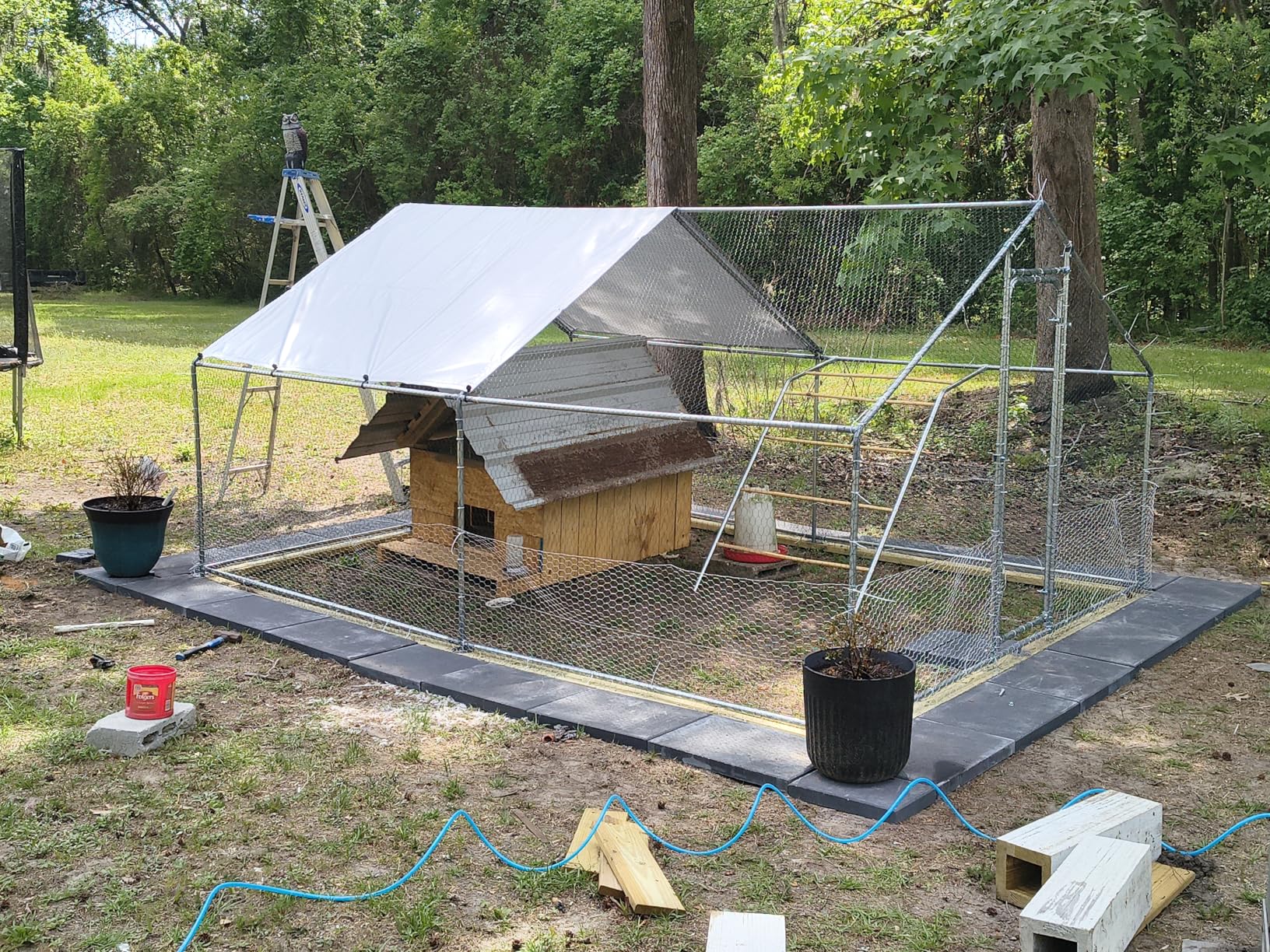 Large Metal Chicken Coop with Waterproof & UV-Resistant Cover & Perch, 9.8' L x 13.2' x 6.4' Chicken Run Outdoor Walk-in Cage Rabbit Duck Hen House for Yard Farm, Spire Roof customer photo 1