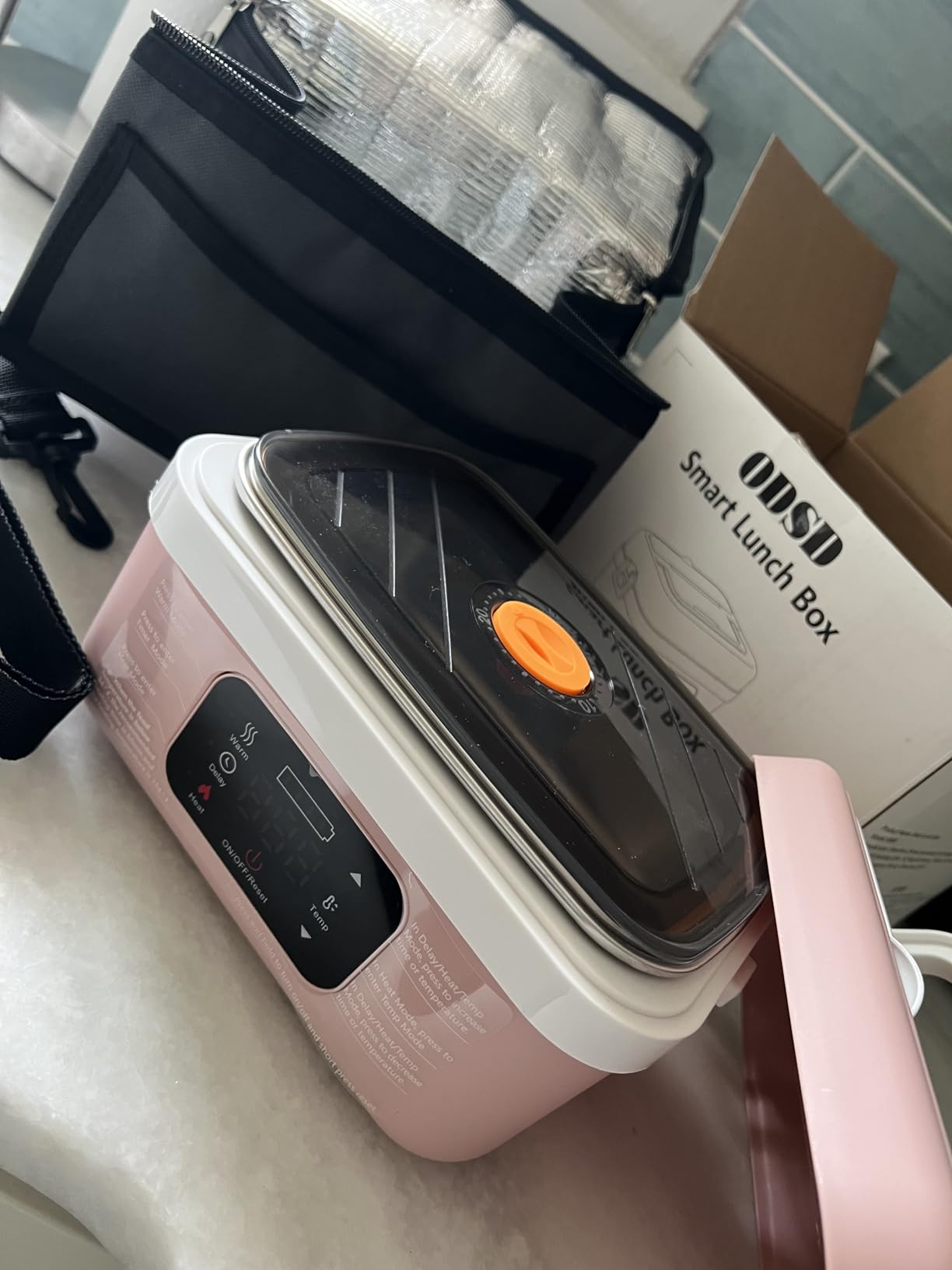 ODSD Cordless Electric Lunch Box for Adults, 16000mAh Rechargeable Self-Heating Lunch Box Food Warmer with Timer & Adjustable Heating, 34oz/1L Container with Insulated Bag for Office Car Outdoor customer photo 2