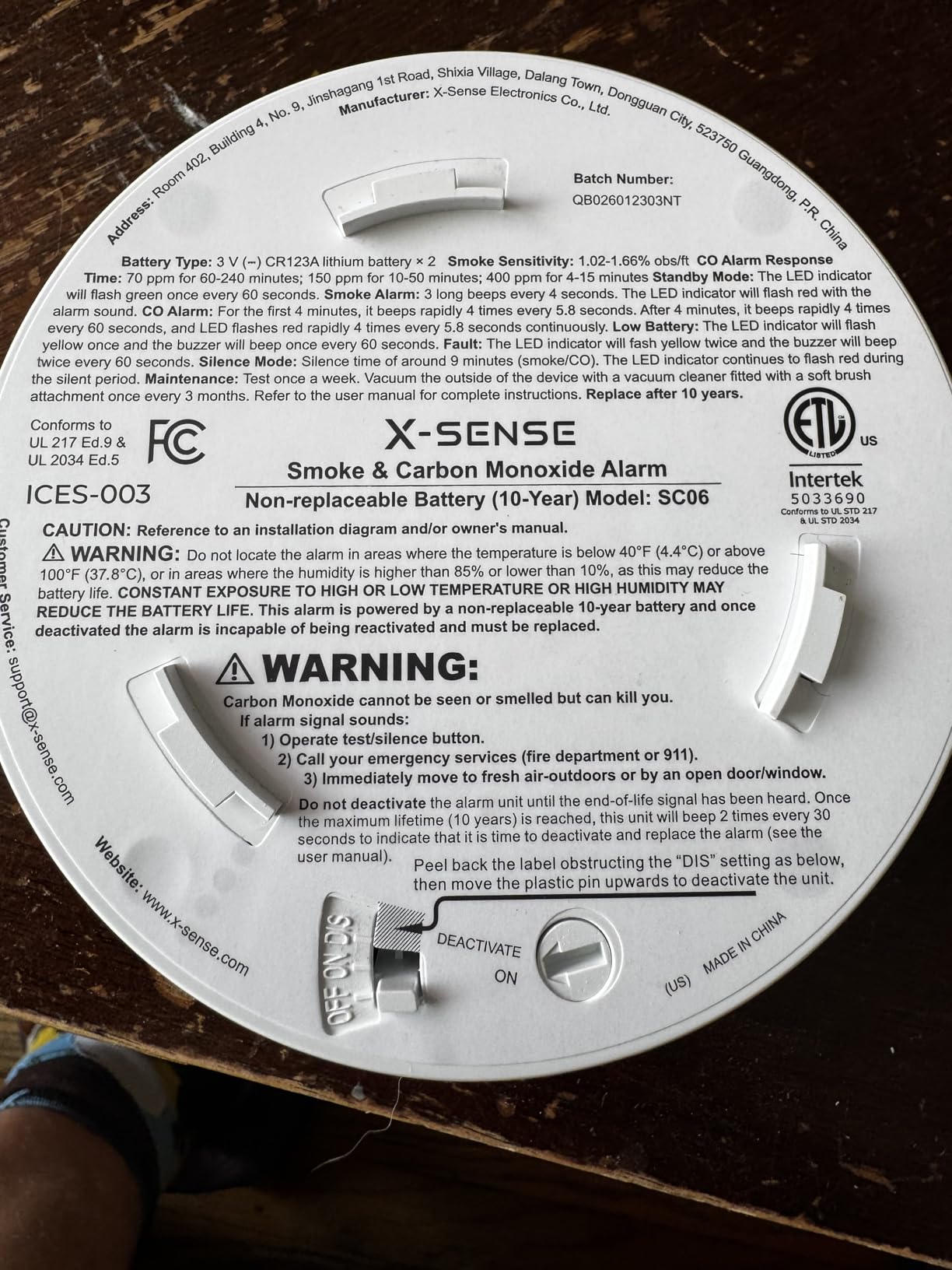X-Sense Smoke Detector Carbon Monoxide Alarm Combo 10-Year Battery, UL 217 & UL 2034 Certified, Model SC06, 1-Pack customer photo 1