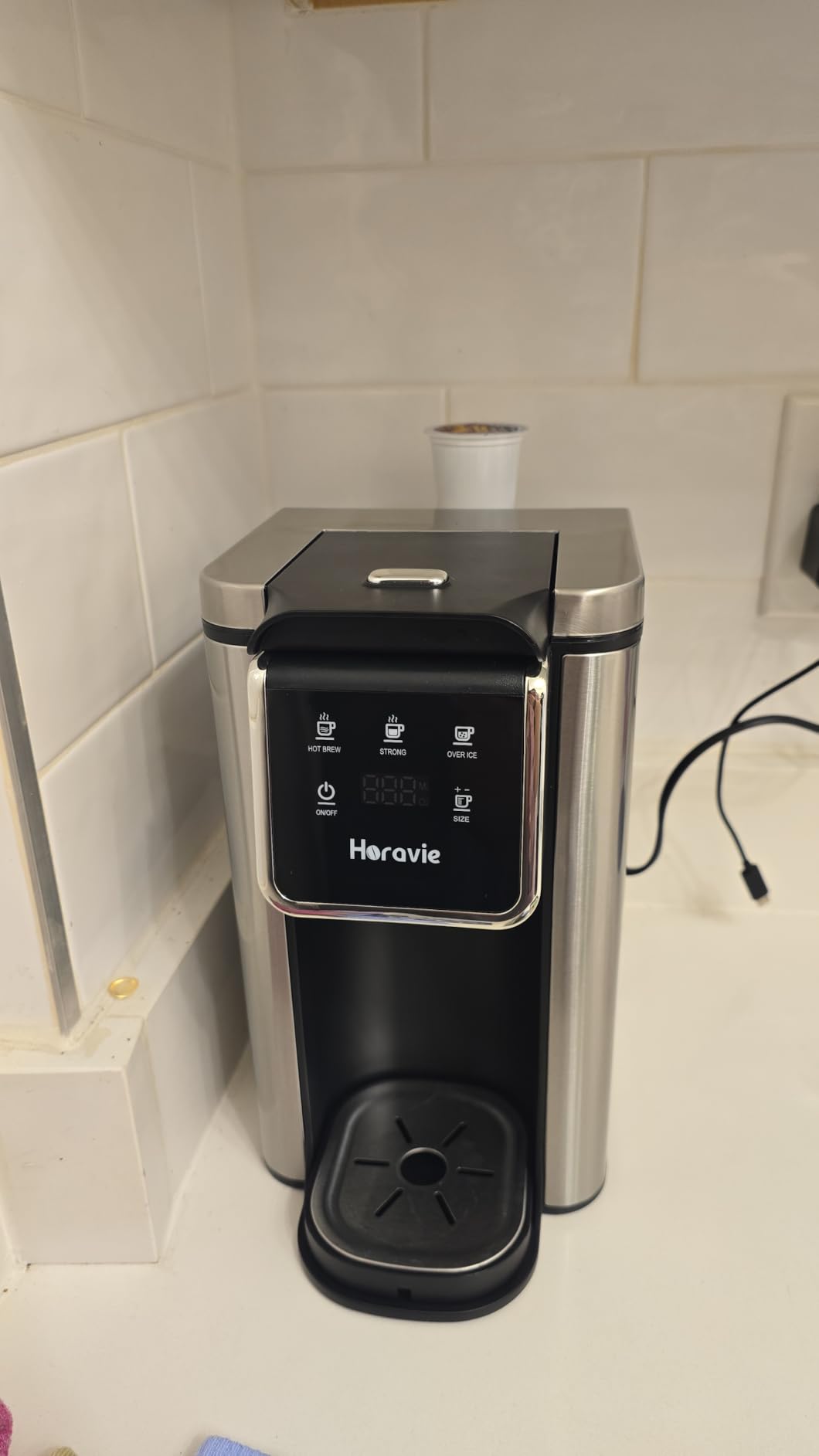 Single Serve Coffee Maker for K-Cup Pod & Grounds, Hot and Iced Coffee Maker, 6 to 14oz Brew Sizes, 50oz Removable Reservoir, Strong Button Feature, Fit 6.5