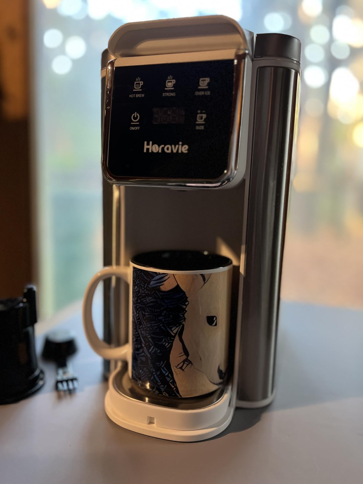 Single Serve Coffee Maker for K-Cup Pod & Grounds, Hot and Iced Coffee Maker, 6 to 14oz Brew Sizes, 50oz Removable Reservoir, Strong Button Feature, Fit 6.5